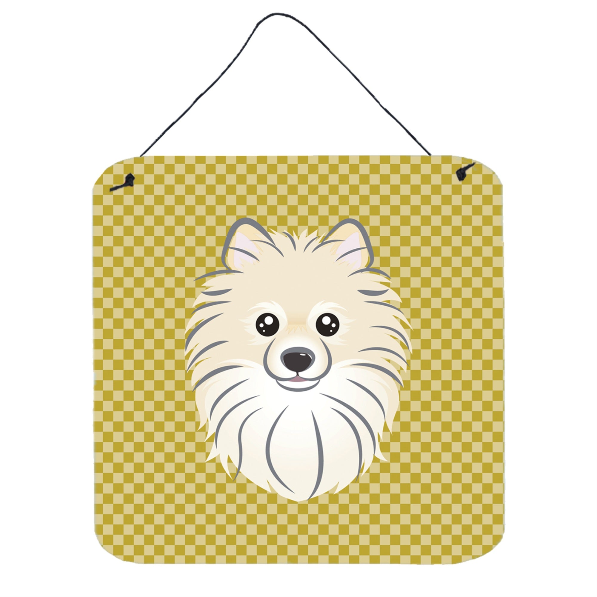 'Caroline'S Treasures Tan Checkered Pomeranian Aluminum Metal Wall Or Door Hanging Prints, 6 X 6''''''