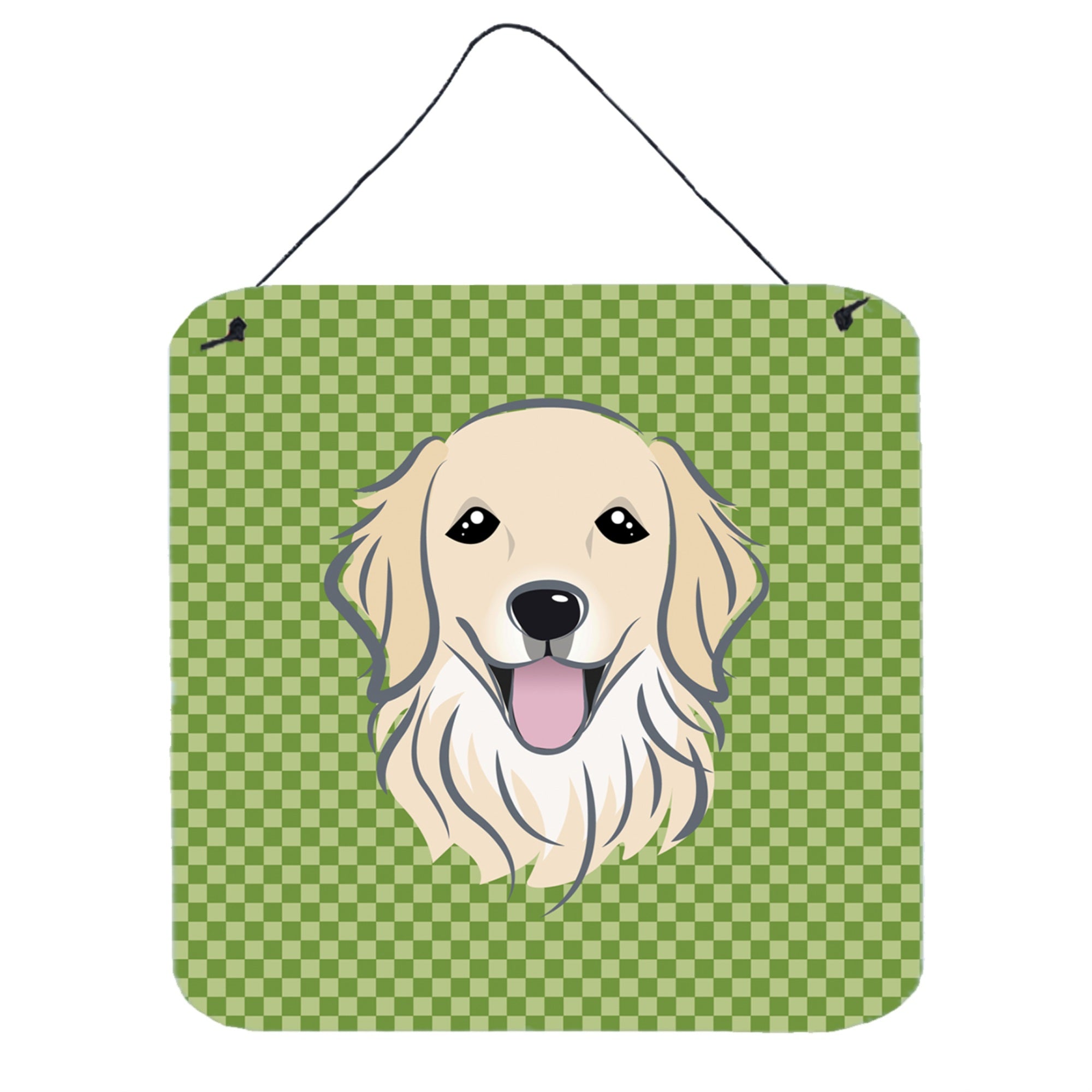 'Caroline'S Treasures Green Checkered Golden Retriever Wall Or Door Hanging Prints, 6 X 6''''''