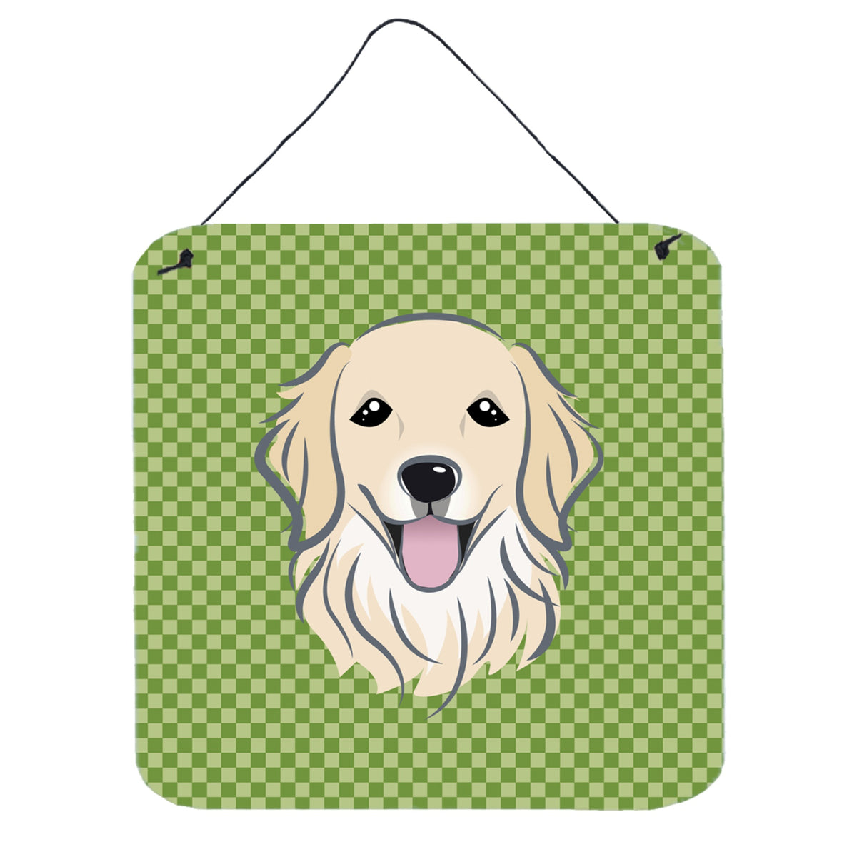 'Caroline'S Treasures Green Checkered Golden Retriever Wall Or Door Hanging Prints, 6 X 6''''''