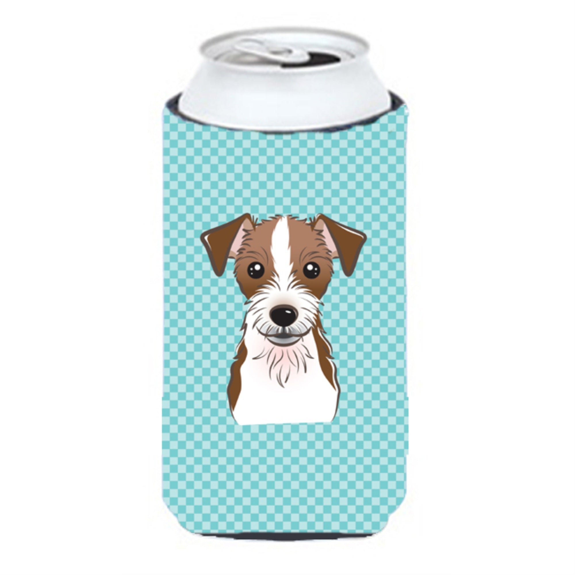 Checkerboard Blue Jack Russell Terrier Tall Boy Beverage Insulator Hugger Bb1140Tbc