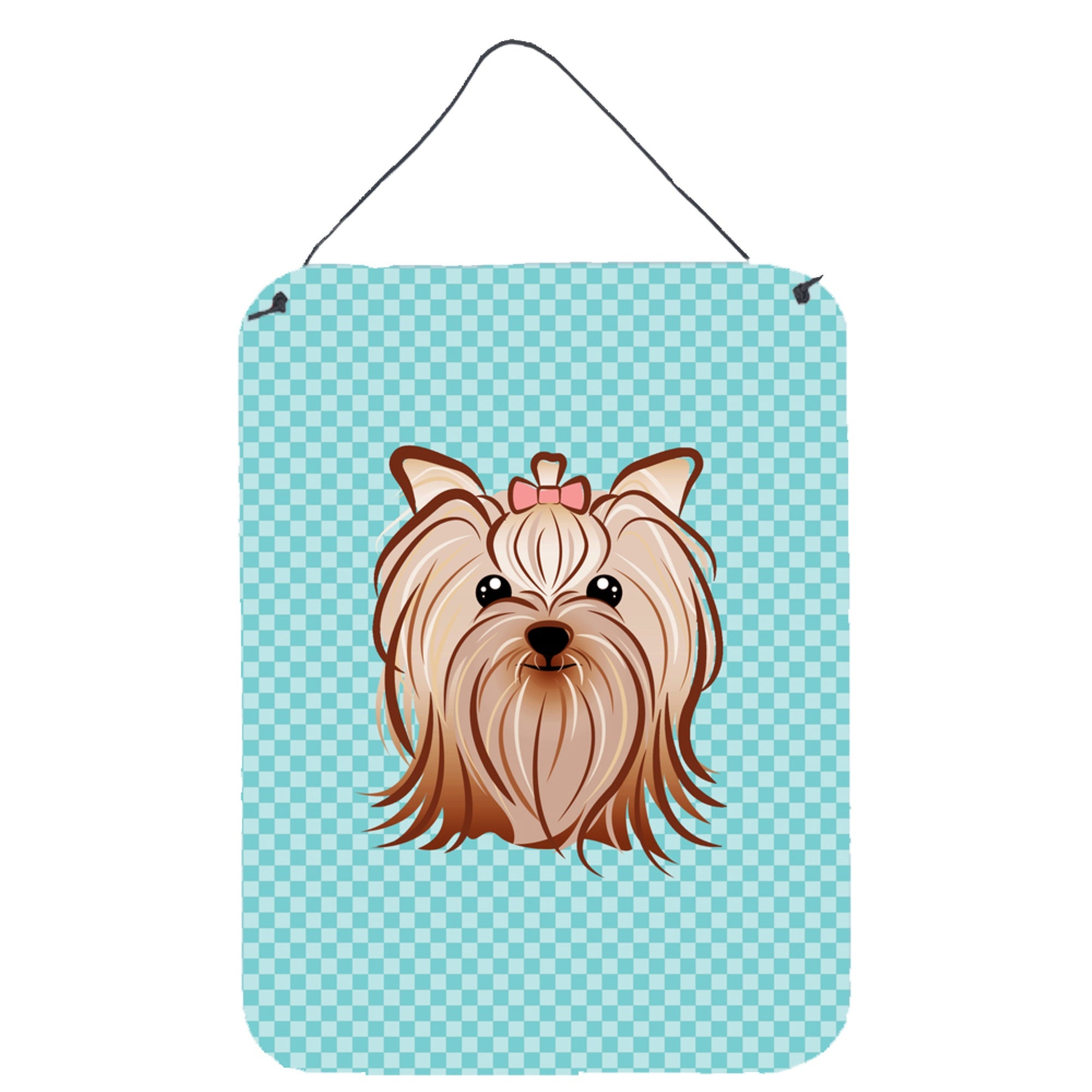 'Caroline'S Treasures Checkerboard Blue Yorkie Yorkishire Terrier Wall Or Door Hanging Prints, 16'''' X 12''''''