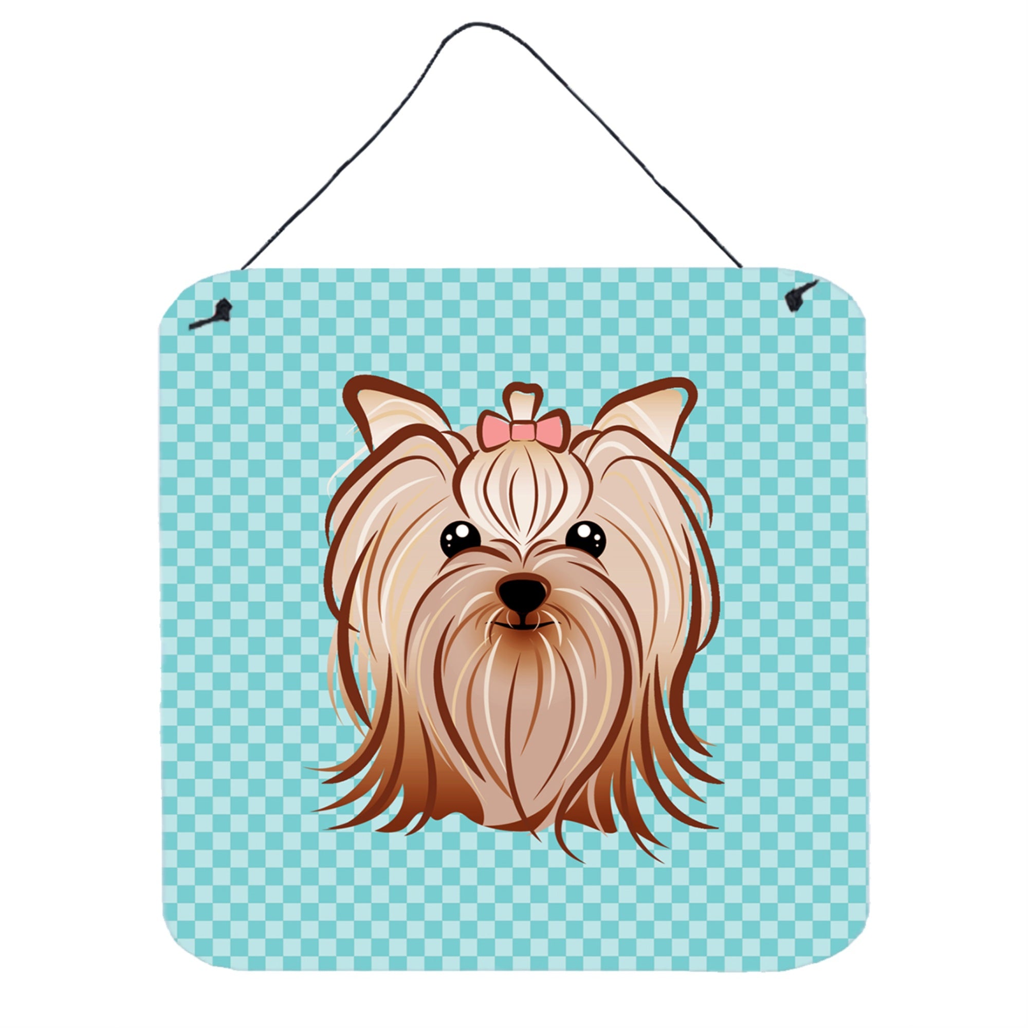 'Caroline'S Treasures Checkerboard Blue Yorkie Yorkshire Terrier Wall Or Door Hanging Prints, 6 X 6''''''