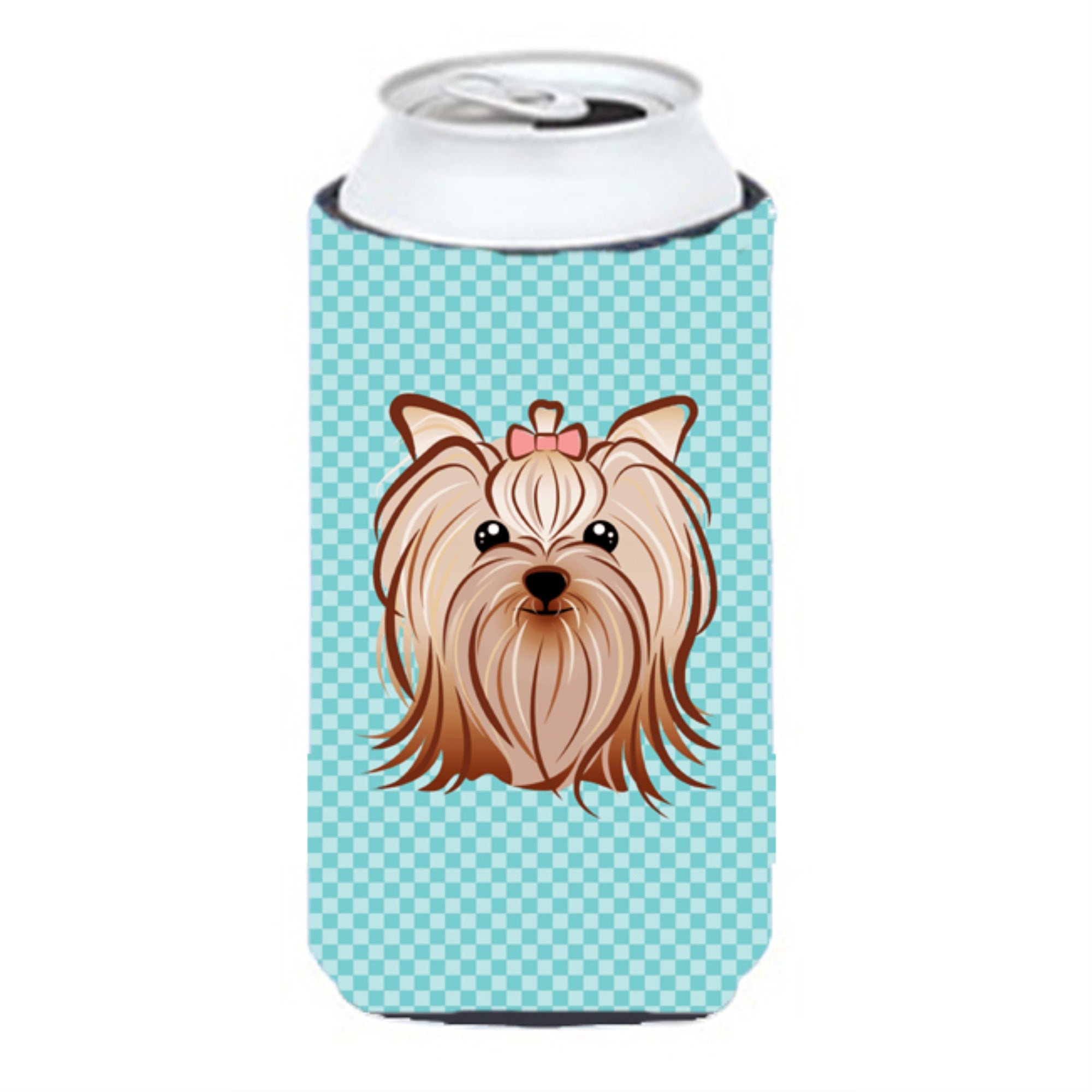 Checkerboard Blue Yorkie Yorkishire Terrier Tall Boy Beverage Insulator Hugger Bb1142Tbc