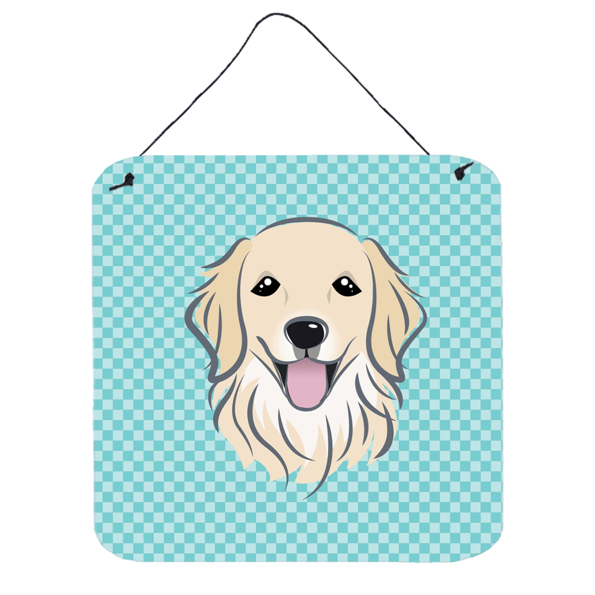 'Caroline'S Treasures Bb1143Ds66 Checkerboard Blue Golden Retriever Wall Or Door Hanging Prints, 6 X 6''''''