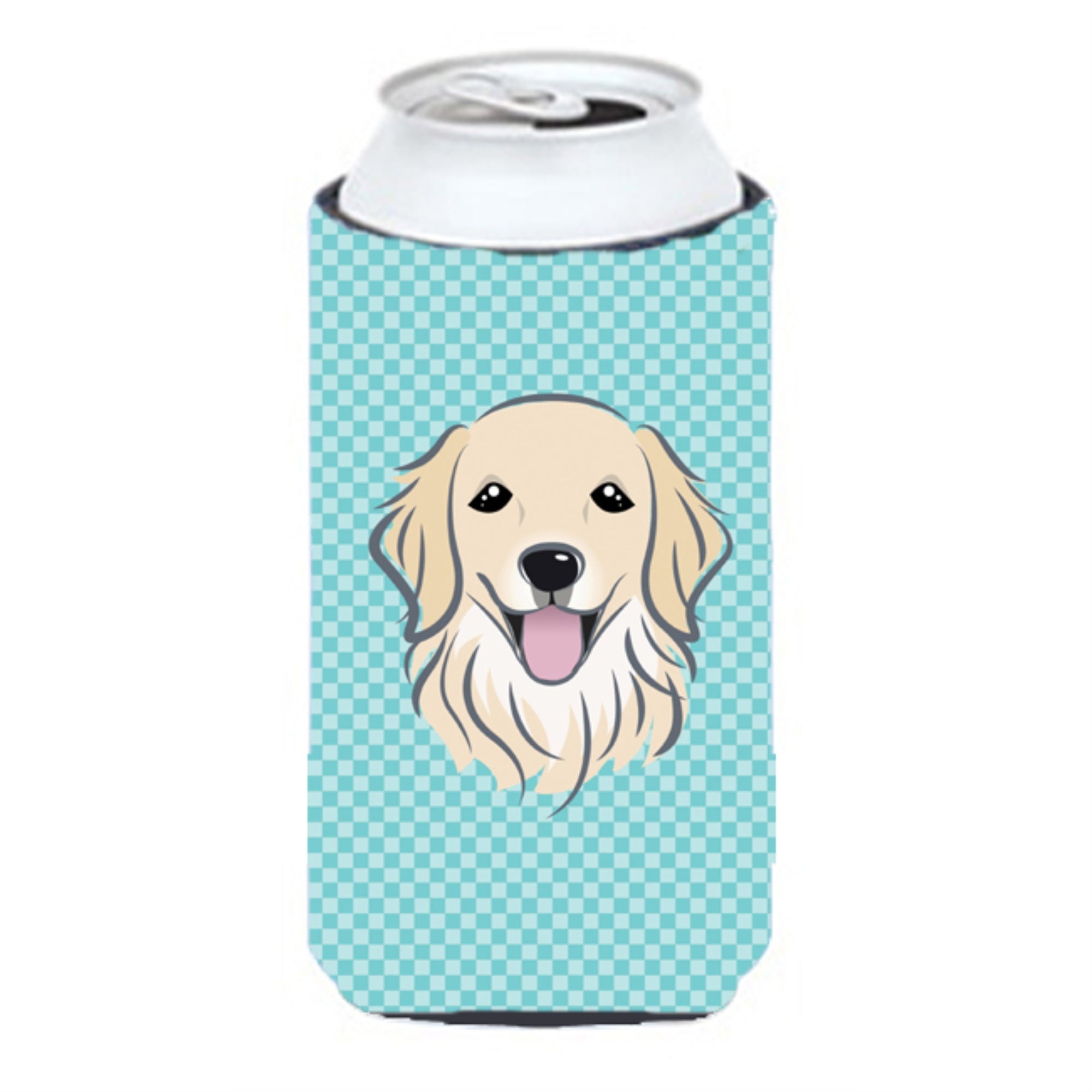 Checkerboard Blue Golden Retriever Tall Boy Beverage Insulator Hugger Bb1143Tbc