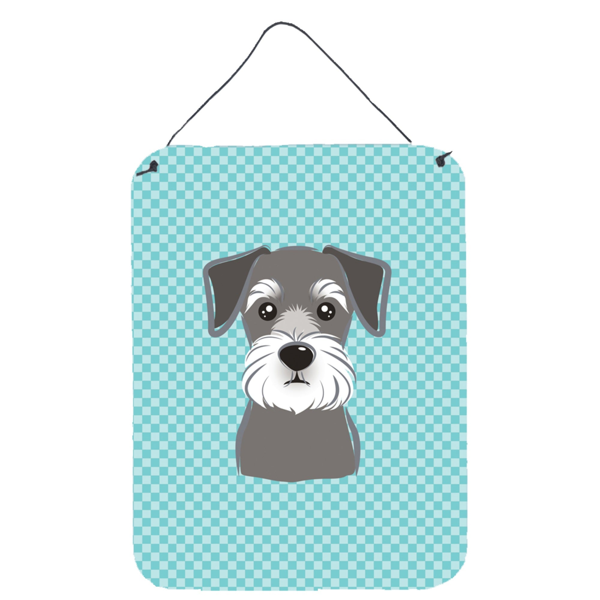 'Caroline'S Treasures Checkerboard Blue Schnauzer Wall Or Door Hanging Prints, 16'''' X 12''''''
