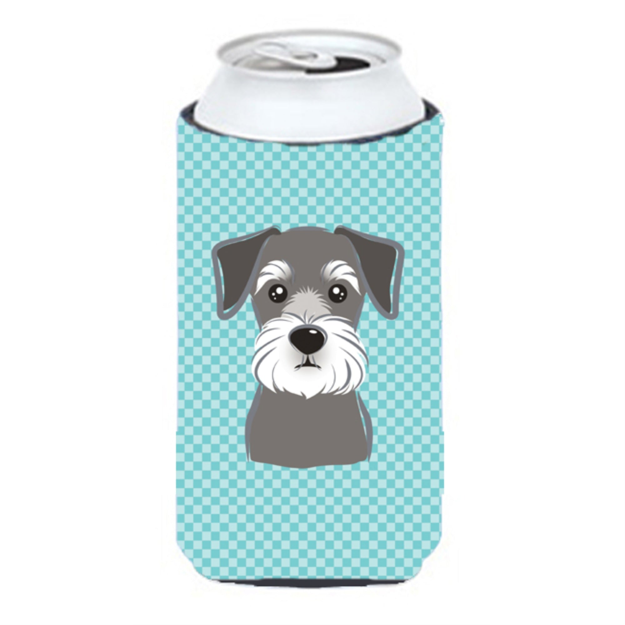 Checkerboard Blue Schnauzer Tall Boy Beverage Insulator Hugger Bb1144Tbc