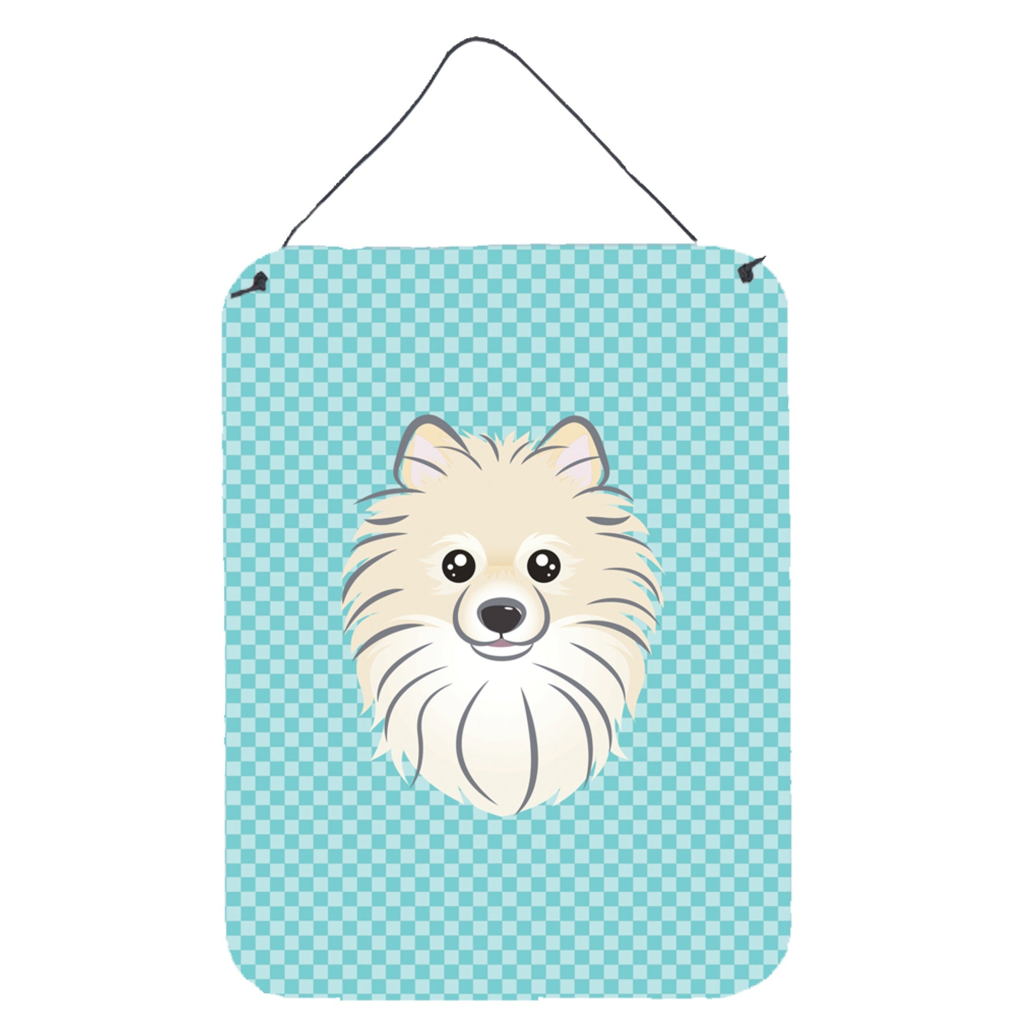'Caroline'S Treasures Checkerboard Blue Pomeranian Wall Or Door Hanging Prints, 16'''' X 12''''''