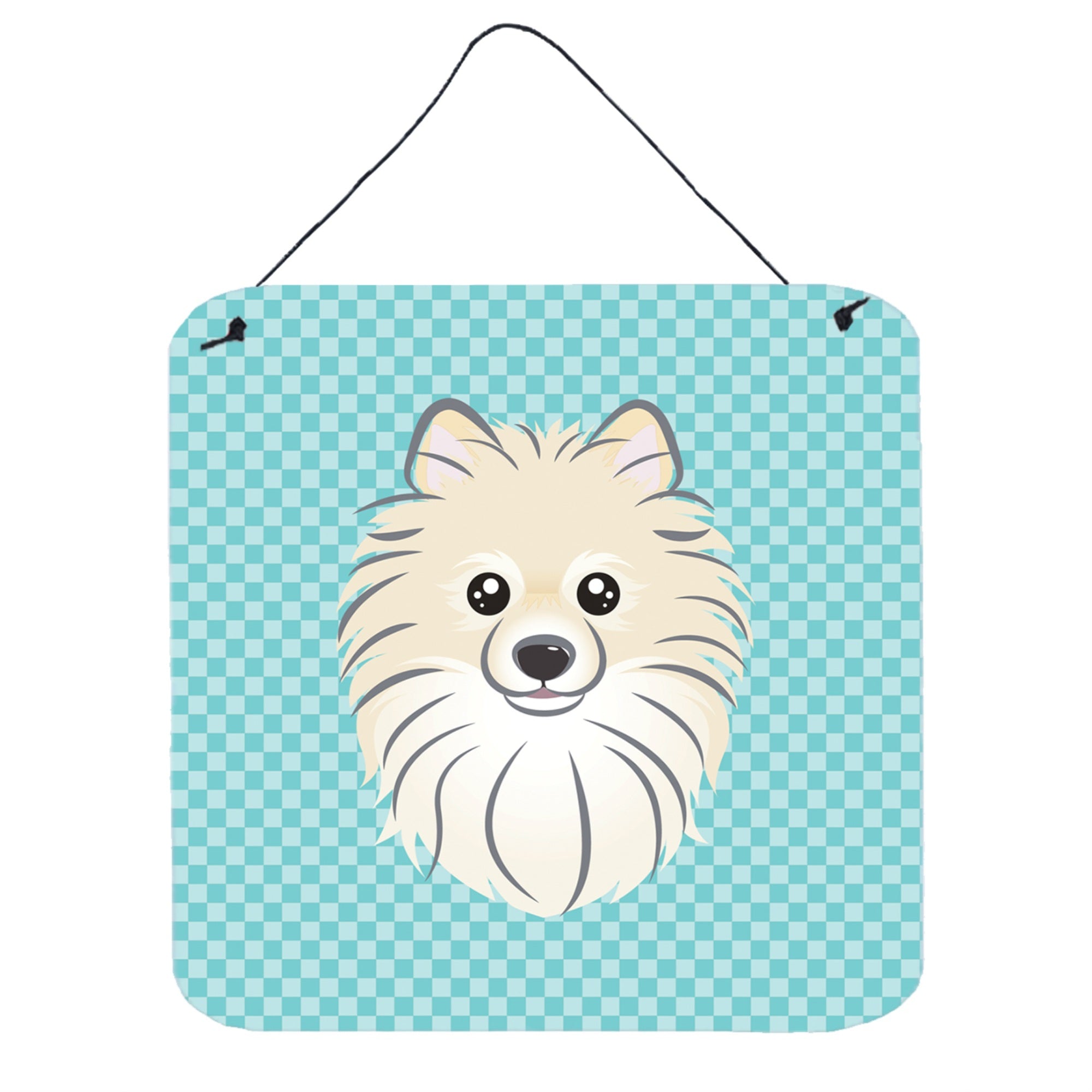 'Caroline'S Treasures Checkerboard Blue Pomeranian Wall Or Door Hanging Prints, 6 X 6''''''