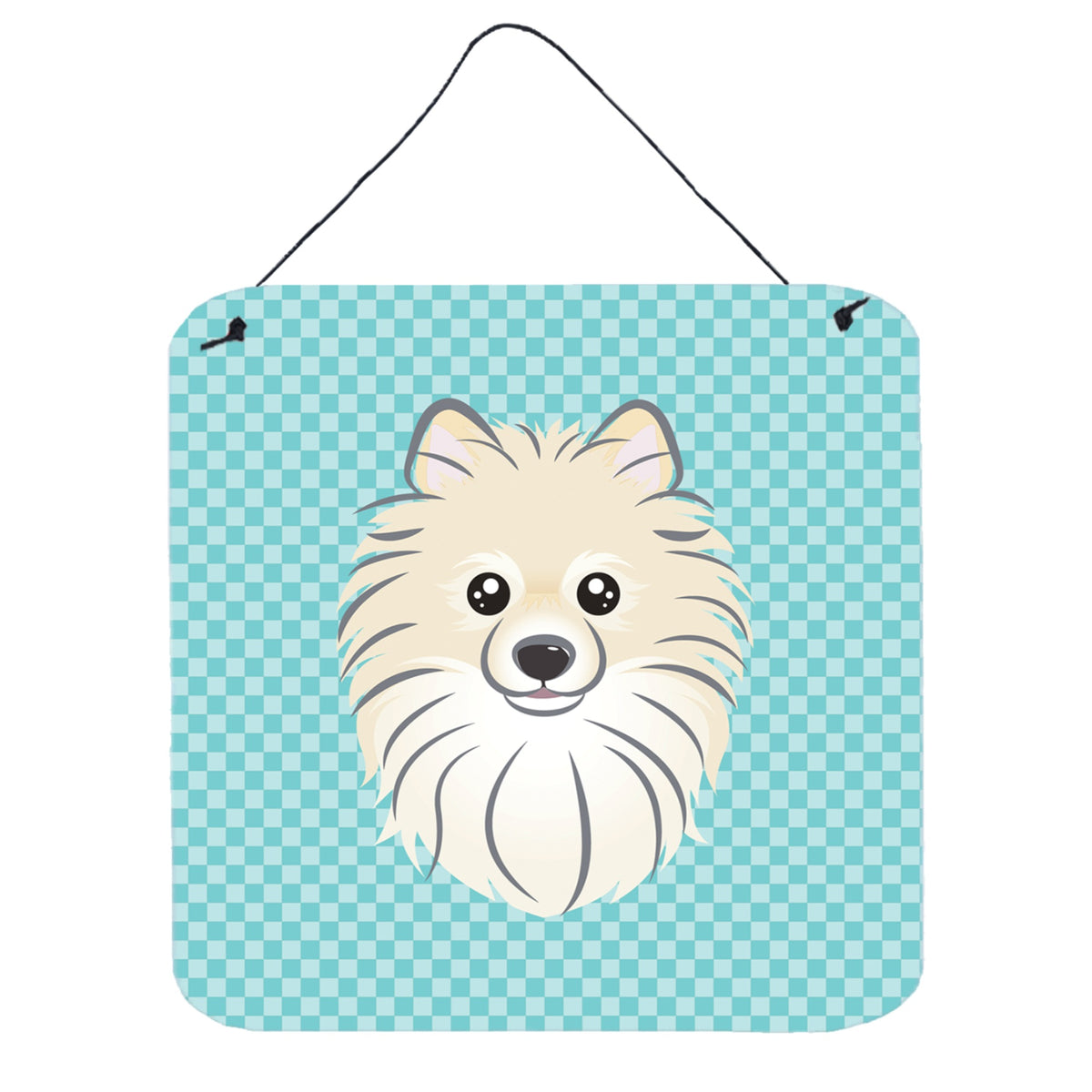 'Caroline'S Treasures Checkerboard Blue Pomeranian Wall Or Door Hanging Prints, 6 X 6''''''