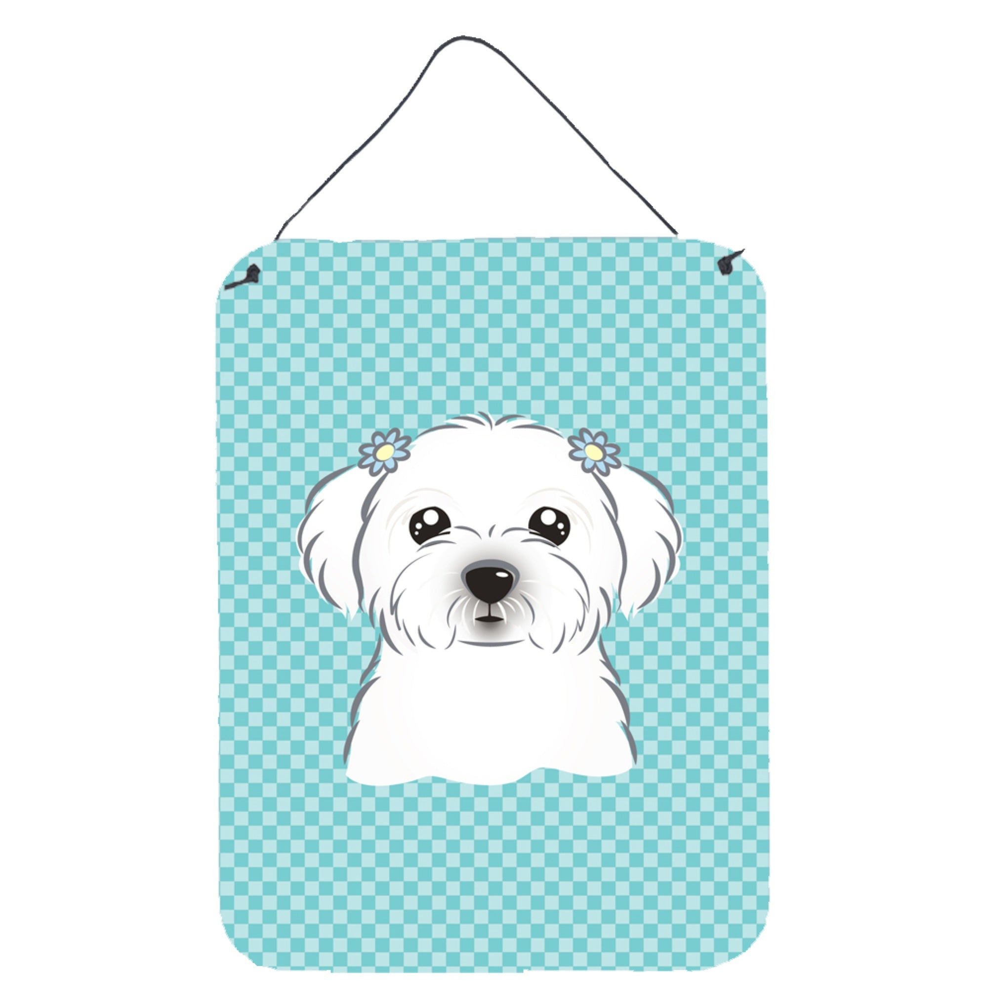 'Caroline'S Treasures Checkerboard Blue Maltese Wall Or Door Hanging Prints, 16'''' X 12''''''