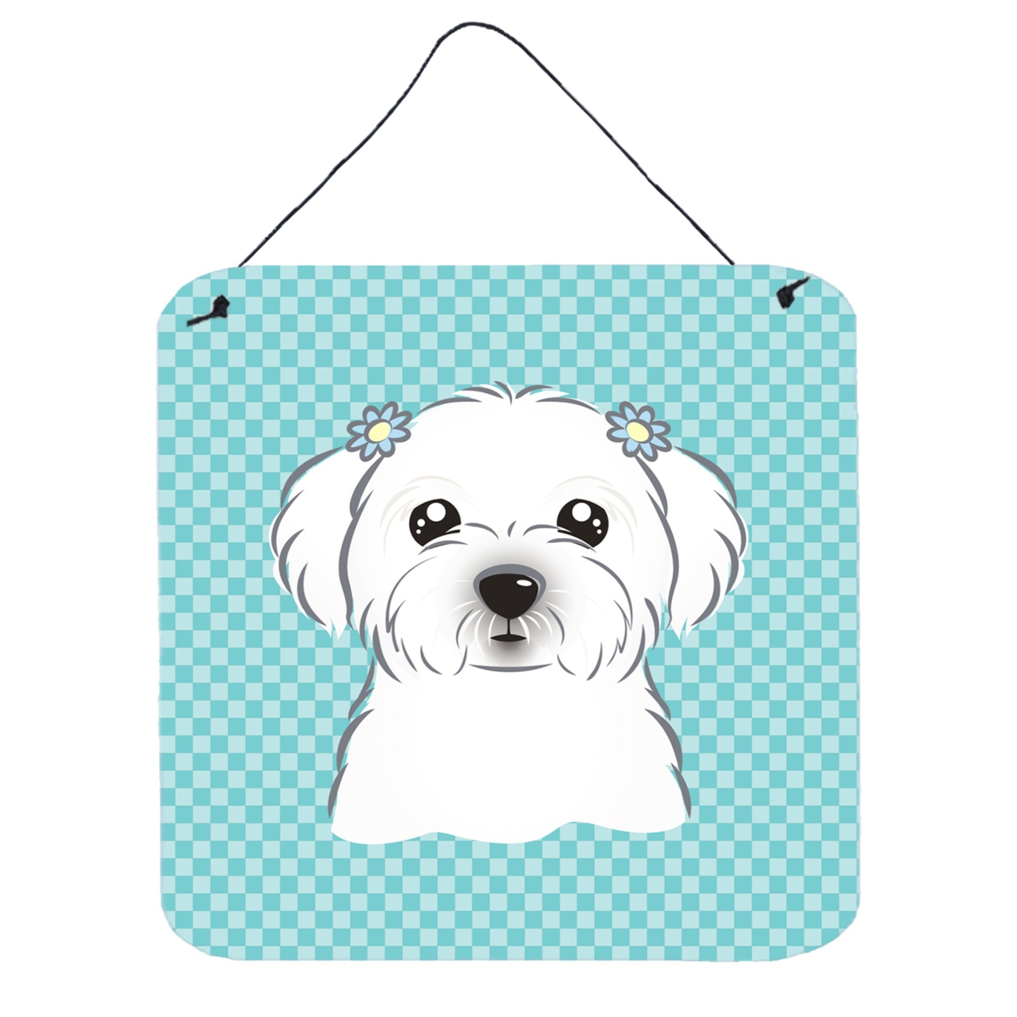 'Caroline'S Treasures Checkerboard Blue Maltese Wall Or Door Hanging Prints, 6 X 6''''''