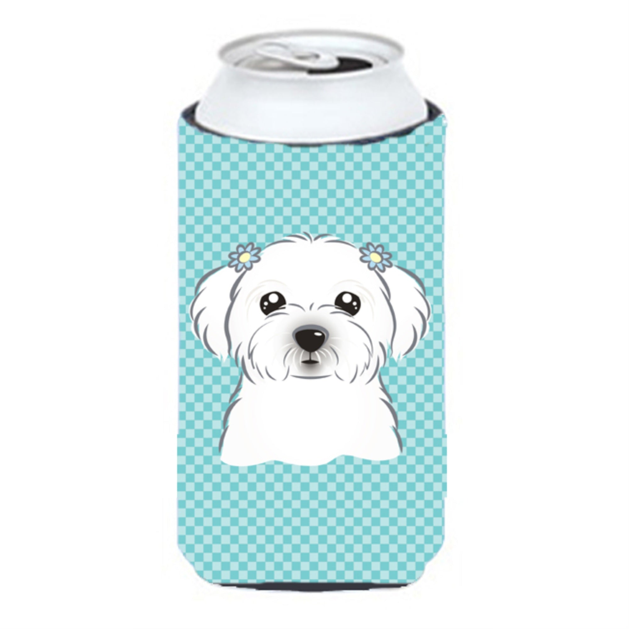 Checkerboard Blue Maltese Tall Boy Beverage Insulator Hugger Bb1146Tbc