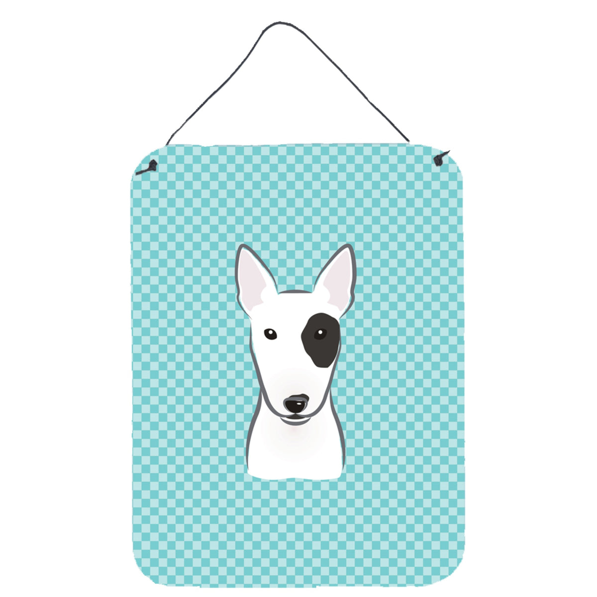 'Caroline'S Treasures Checkerboard Blue Bull Terrier Wall Or Door Hanging Prints, 16'''' X 12''''''