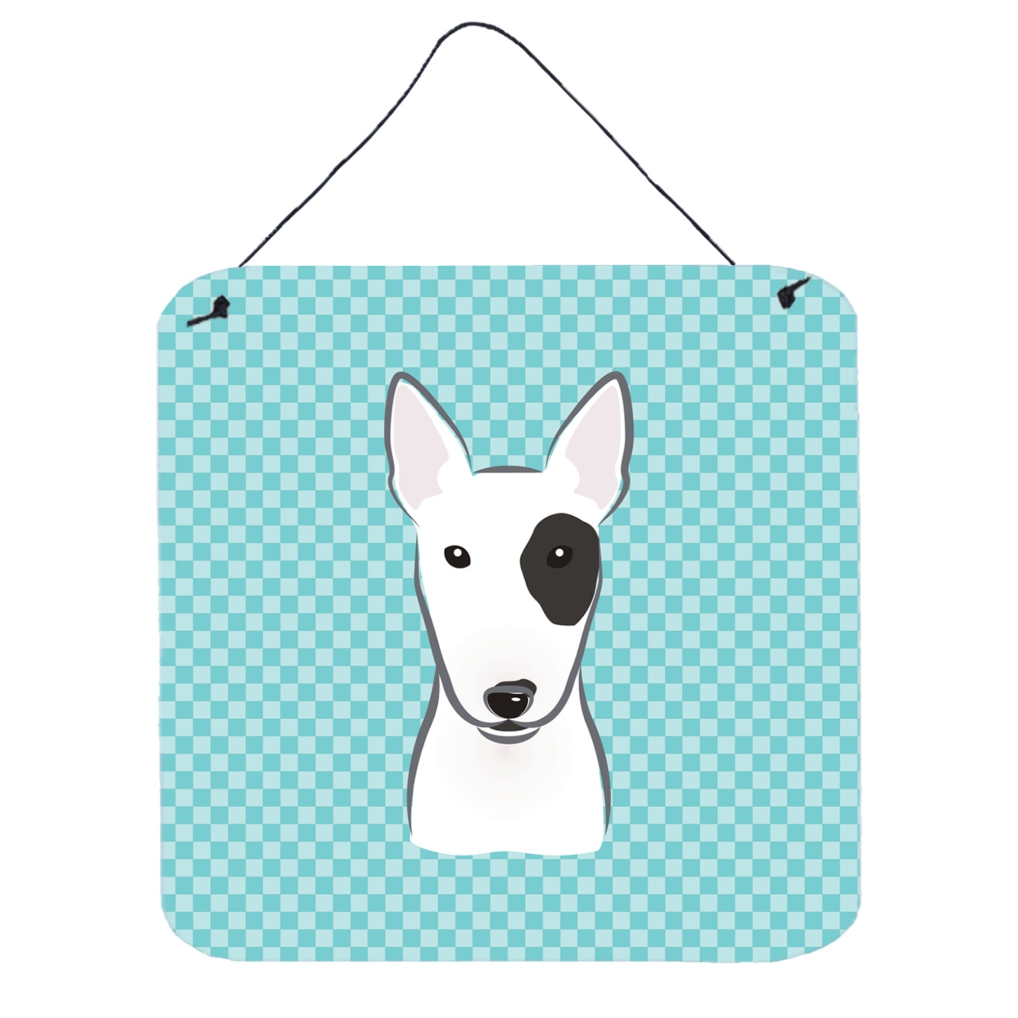 'Caroline'S Treasures Checkerboard Blue Bull Terrier Wall Or Door Hanging Prints, 6 X 6''''''