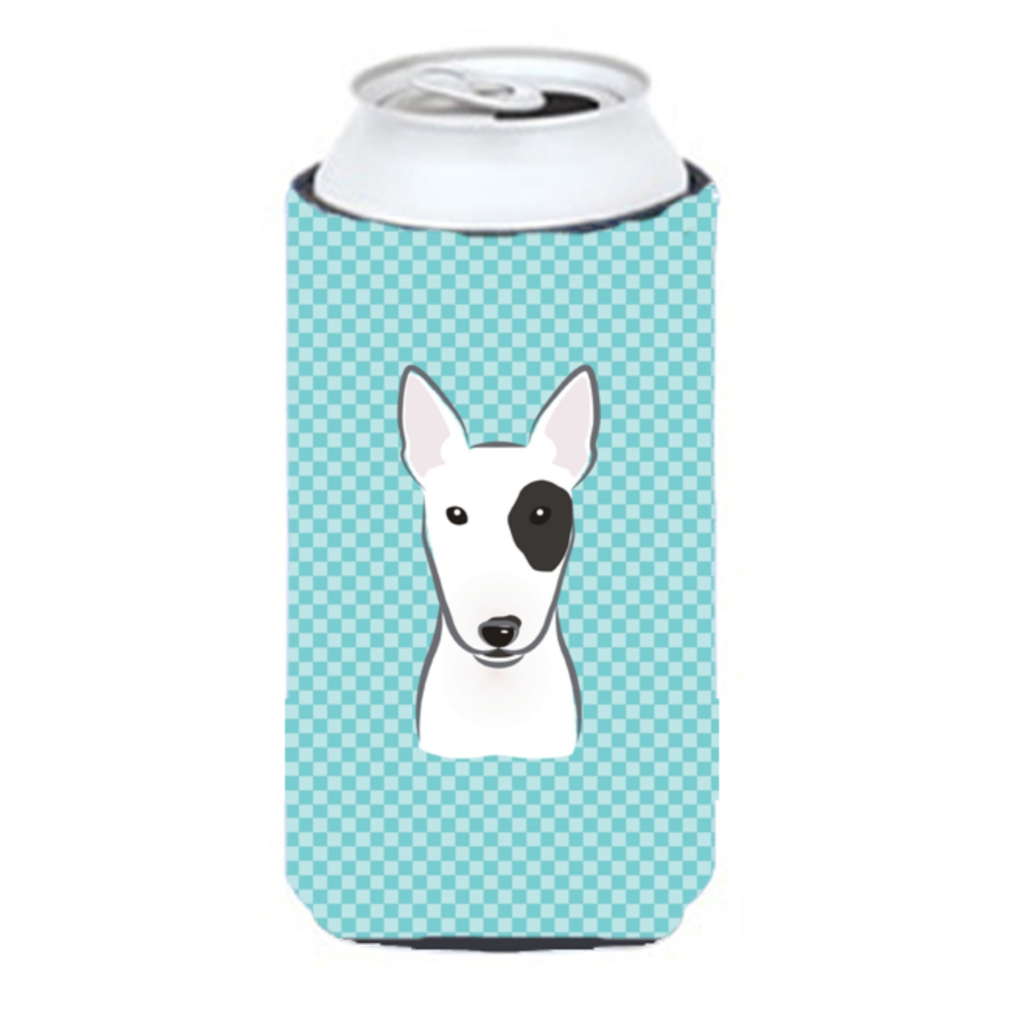 Checkerboard Blue Bull Terrier Tall Boy Beverage Insulator Hugger Bb1147Tbc