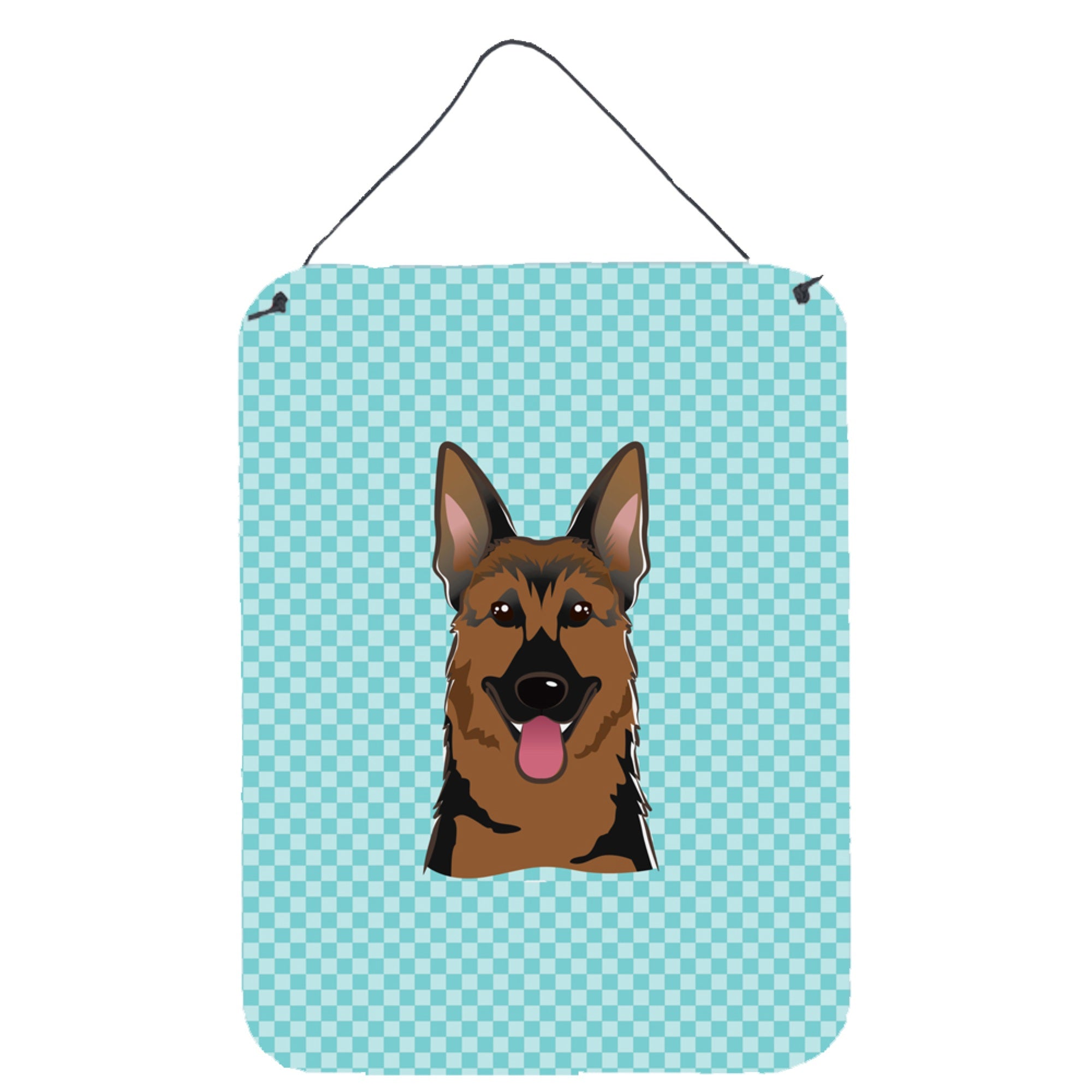 'Caroline'S Treasures Checkerboard Blue German Shepherd Wall Or Door Hanging Prints, 16'''' X 12''''''