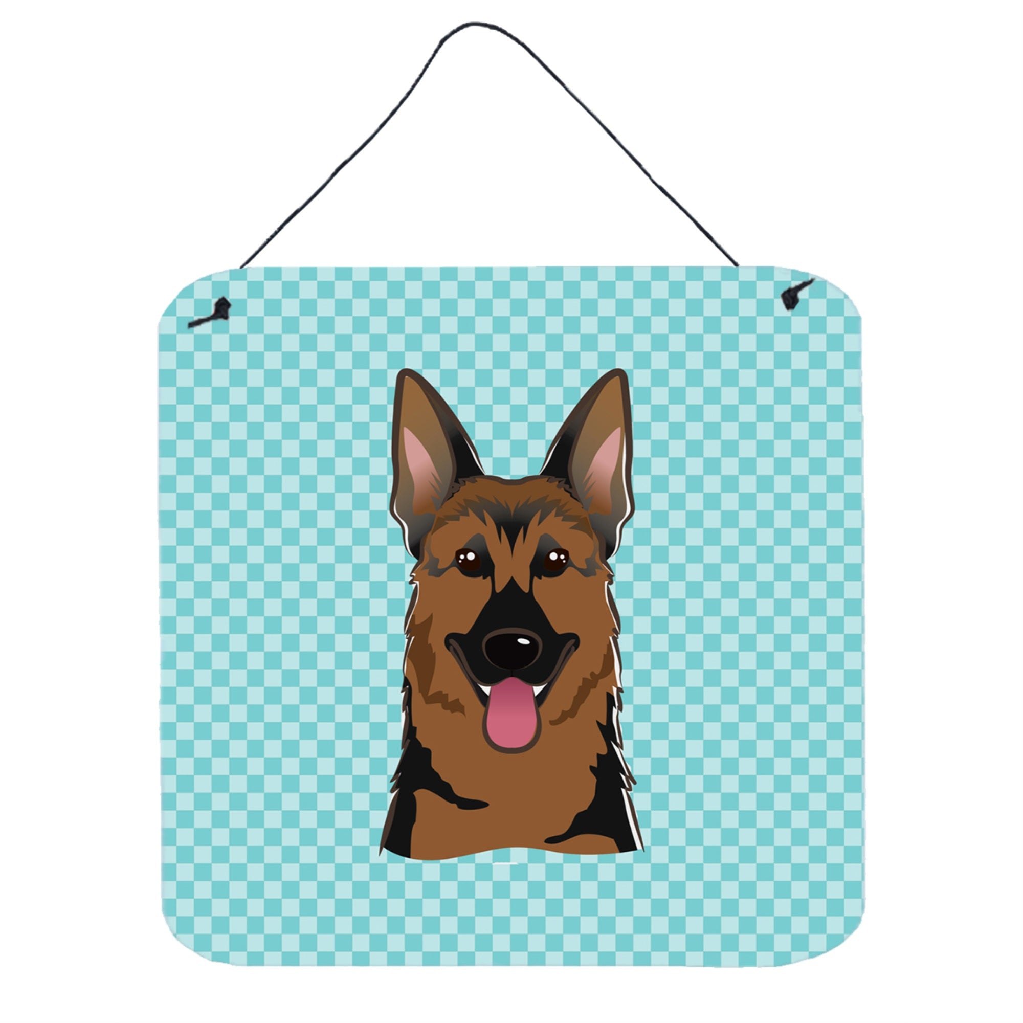 'Caroline'S Treasures Checkerboard Blue German Shepherd Wall Or Door Hanging Prints, 6 X 6''''''