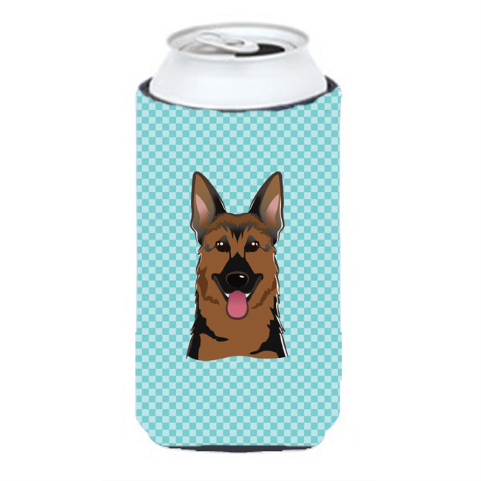 Checkerboard Blue German Shepherd Tall Boy Beverage Insulator Hugger Bb1149Tbc