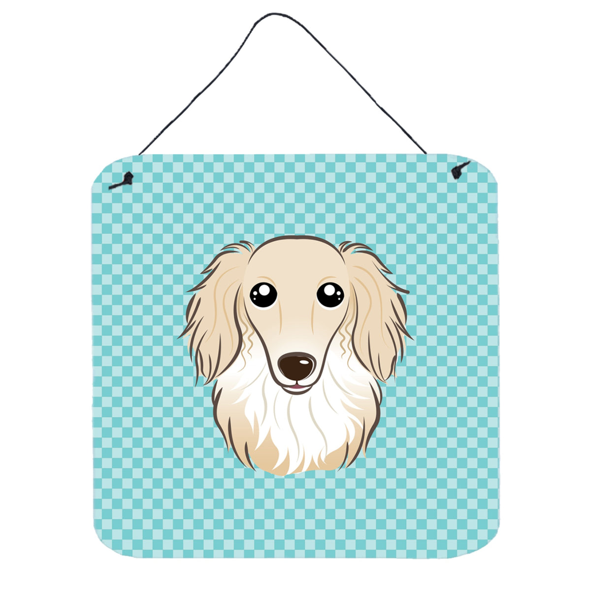 'Caroline'S Treasures Checkerboard Blue Longhair Creme Dachshund Wall Or Door Hanging Prints, 6 X 6''''''