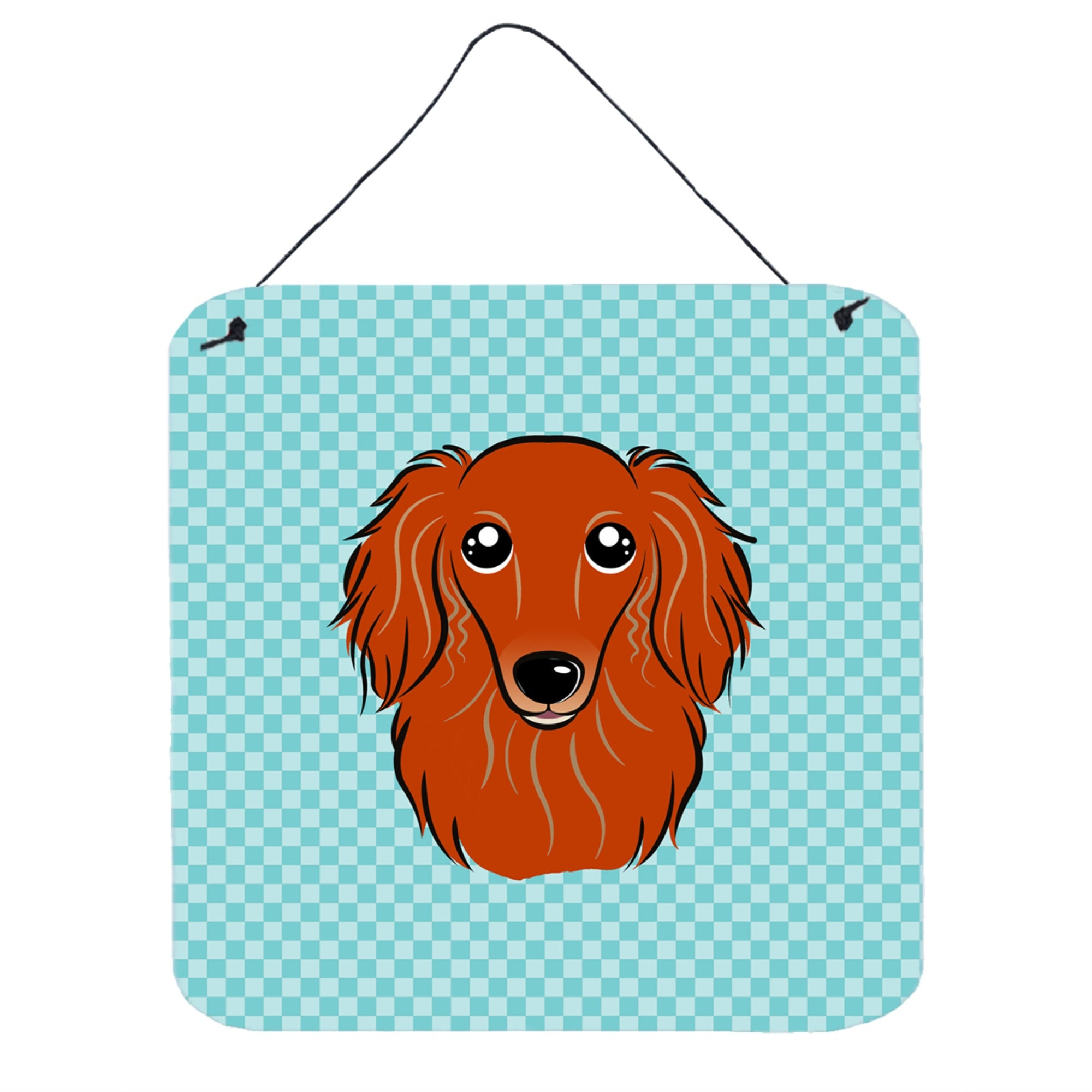 'Caroline'S Treasures Checkerboard Blue Longhair Red Dachshund Wall Or Door Hanging Prints, 6 X 6''''''