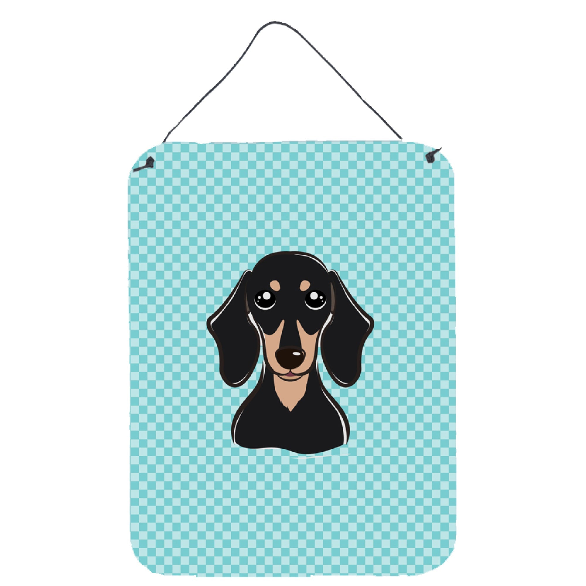 'Caroline'S Treasures Checkerboard Blue Smooth Black And Tan Dachshund Wall Or Door Hanging Prints, 16'''' X 12''''''