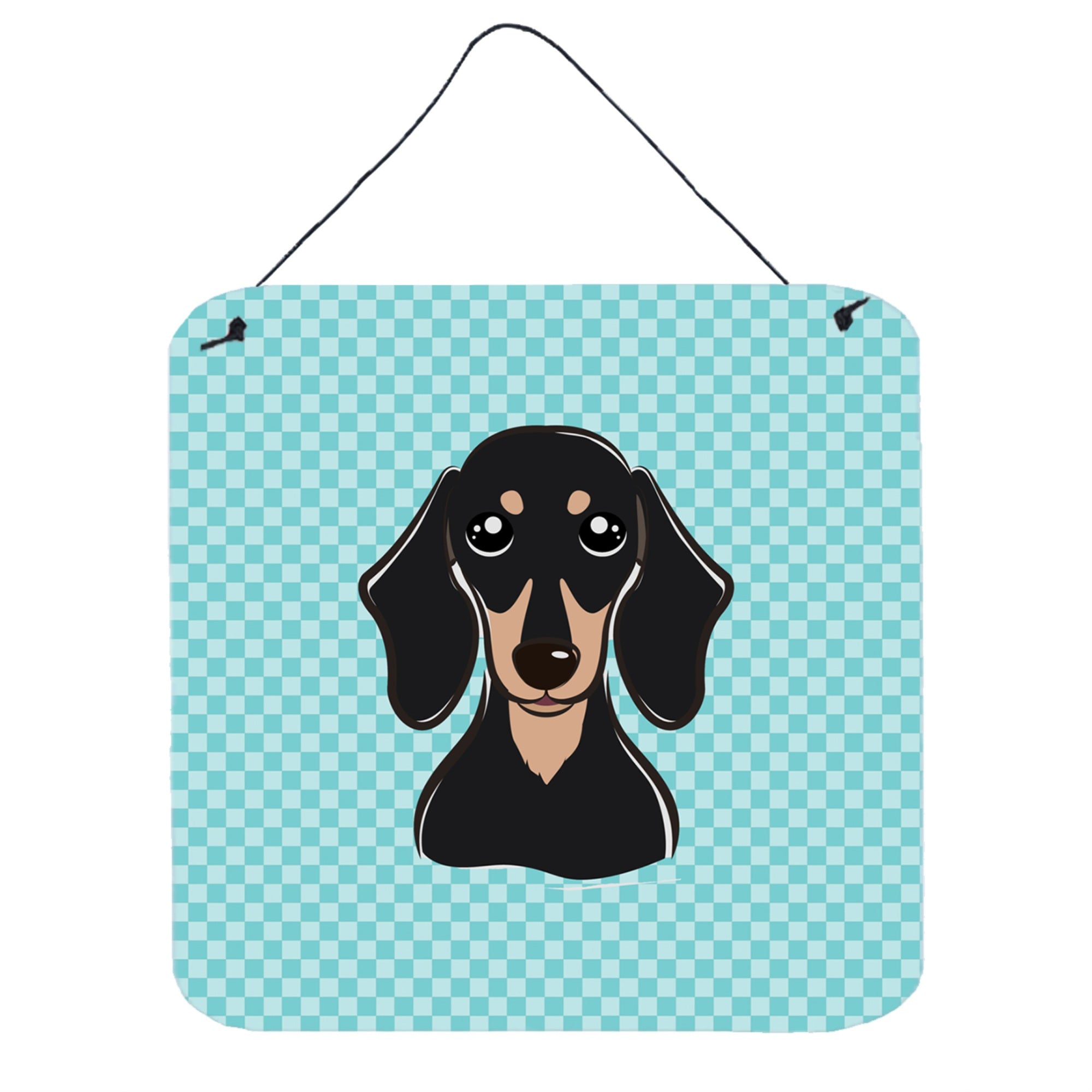 'Caroline'S Treasures Checkerboard Blue Smooth Black And Tan Dachshund Wall Or Door Hanging Prints, 6 X 6''''''