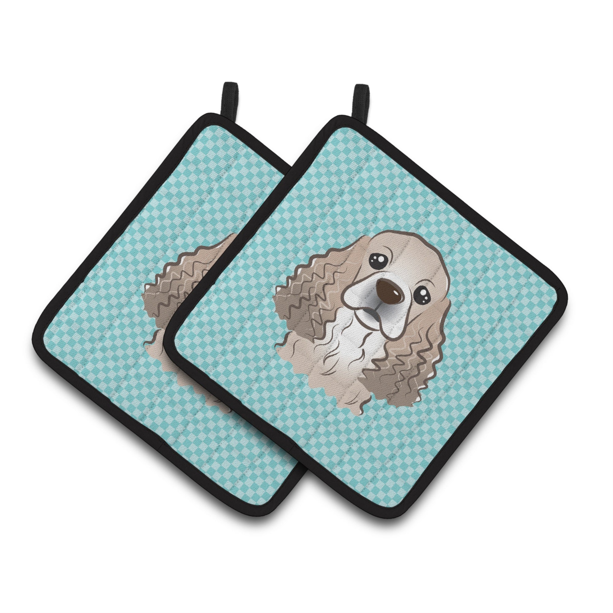 'Caroline'S Treasures Checkerboard Blue Cocker Spaniel Pair Of Pot Holders Bb1154Pthd, 7.5Hx7.5W, Multicolor''