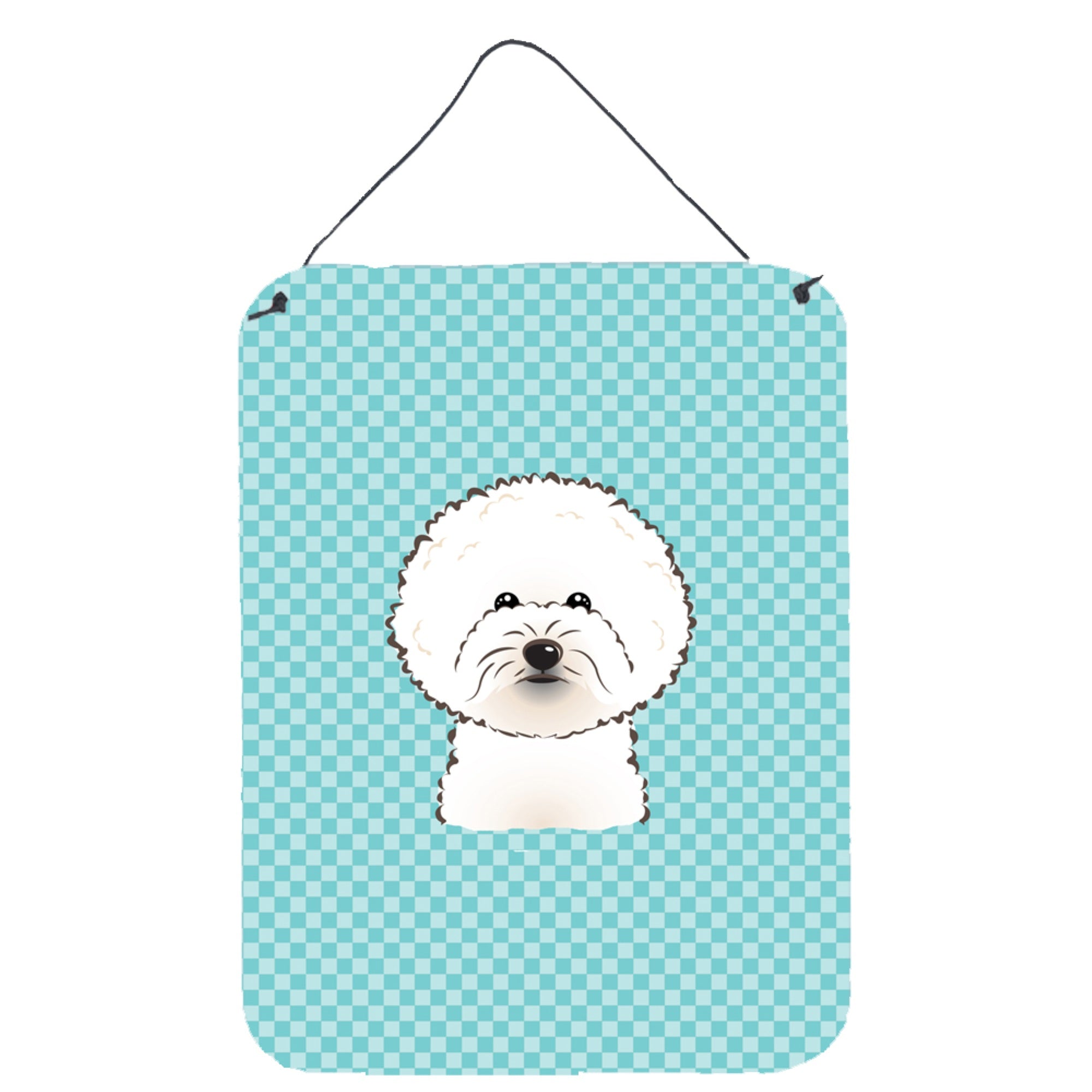 'Caroline'S Treasures Checkerboard Blue Bichon Frise Wall Or Door Hanging Prints, 16'''' X 12''''''