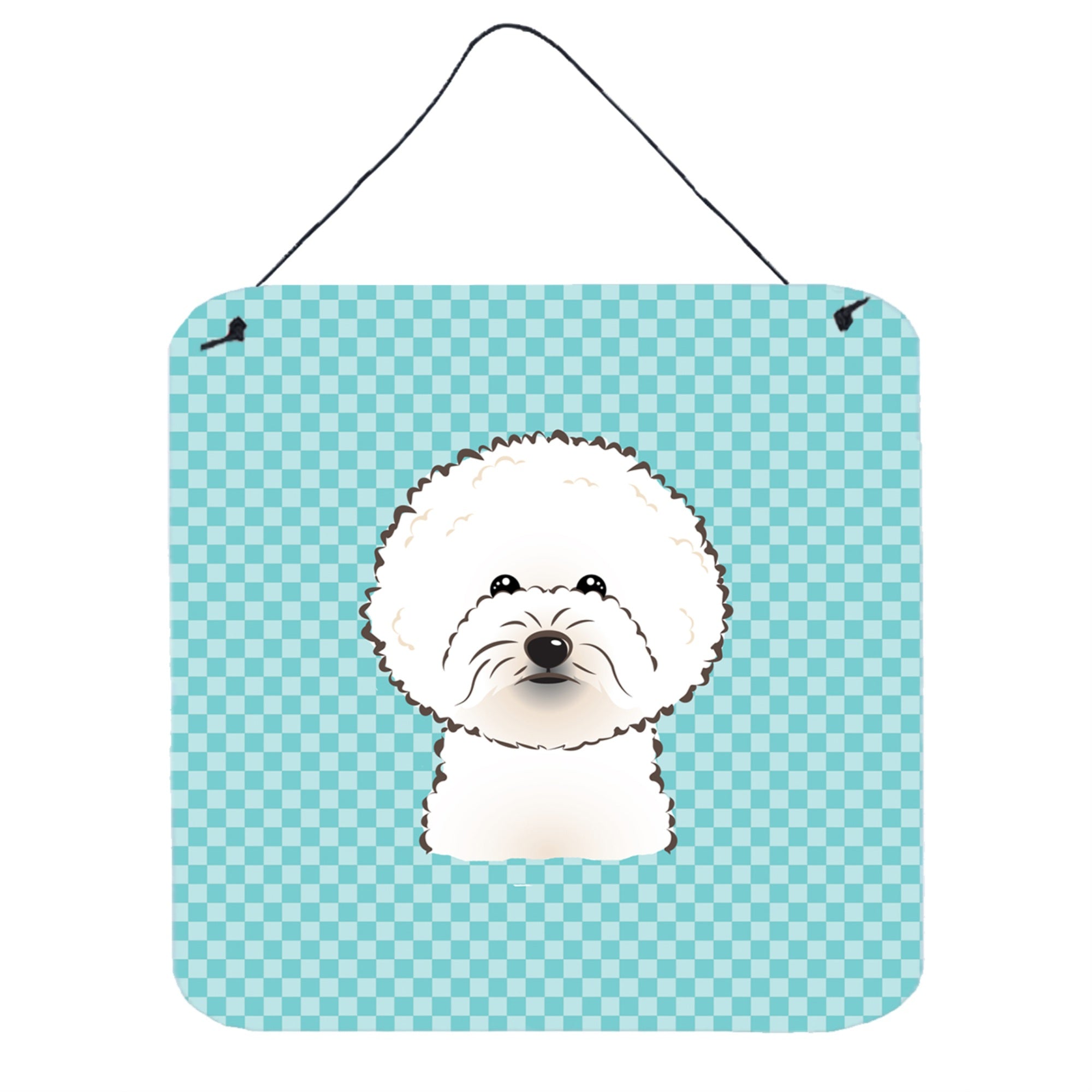'Caroline'S Treasures Checkerboard Blue Bichon Frise Wall Or Door Hanging Prints, 6 X 6''''''
