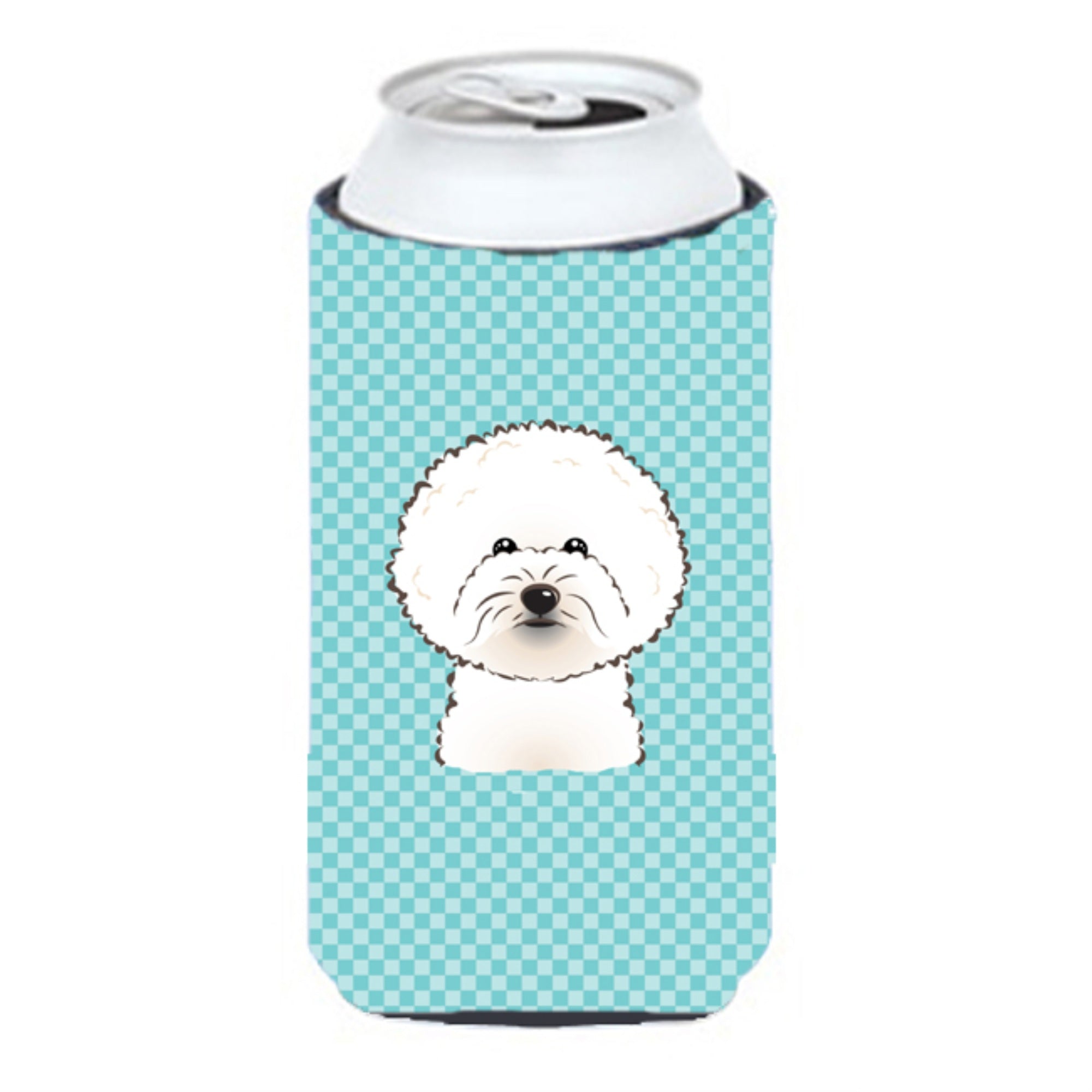 Checkerboard Blue Bichon Frise Tall Boy Beverage Insulator Hugger Bb1155Tbc
