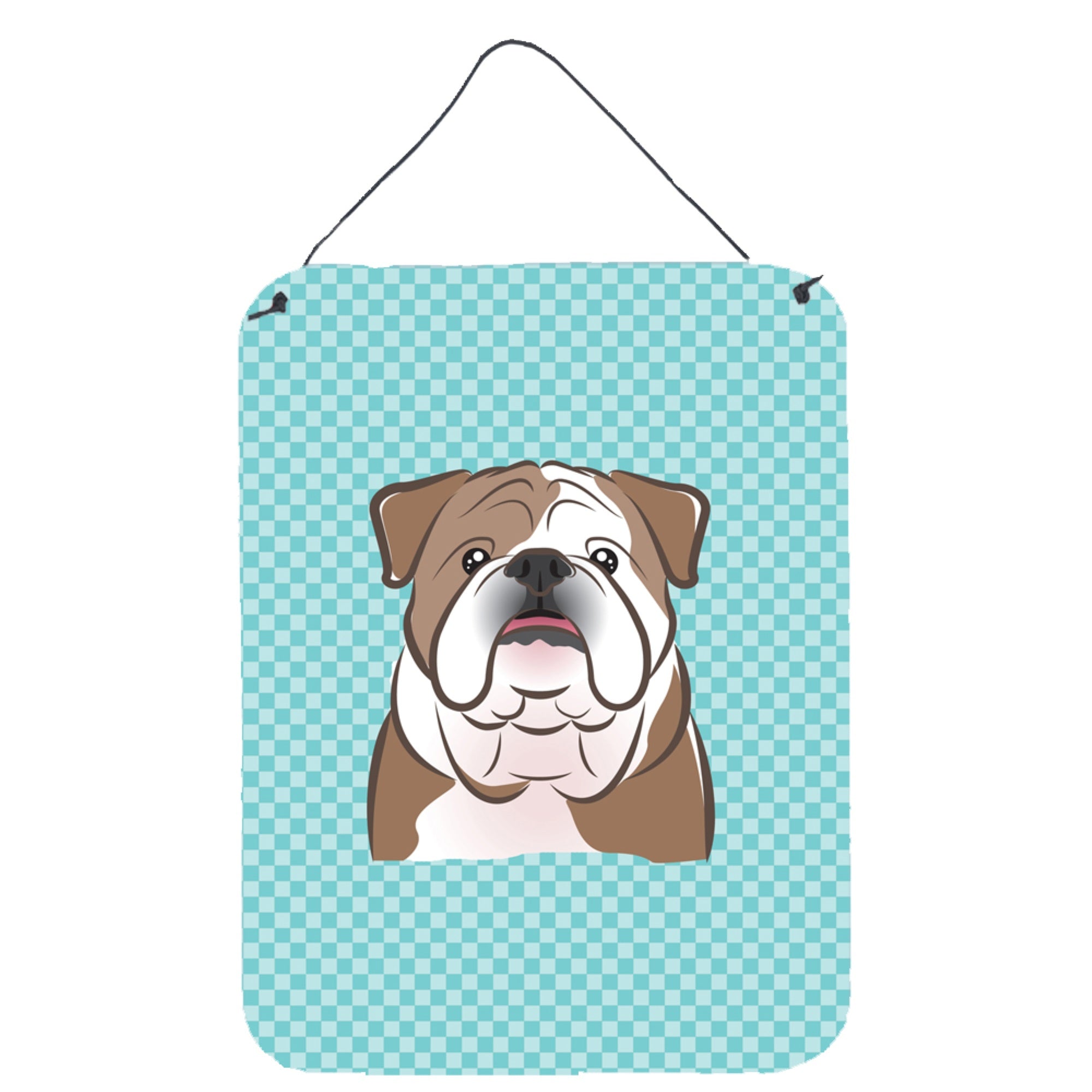 'Caroline'S Treasures Checkerboard Blue English Bulldog Wall Or Door Hanging Prints, 16'''' X 12''''''