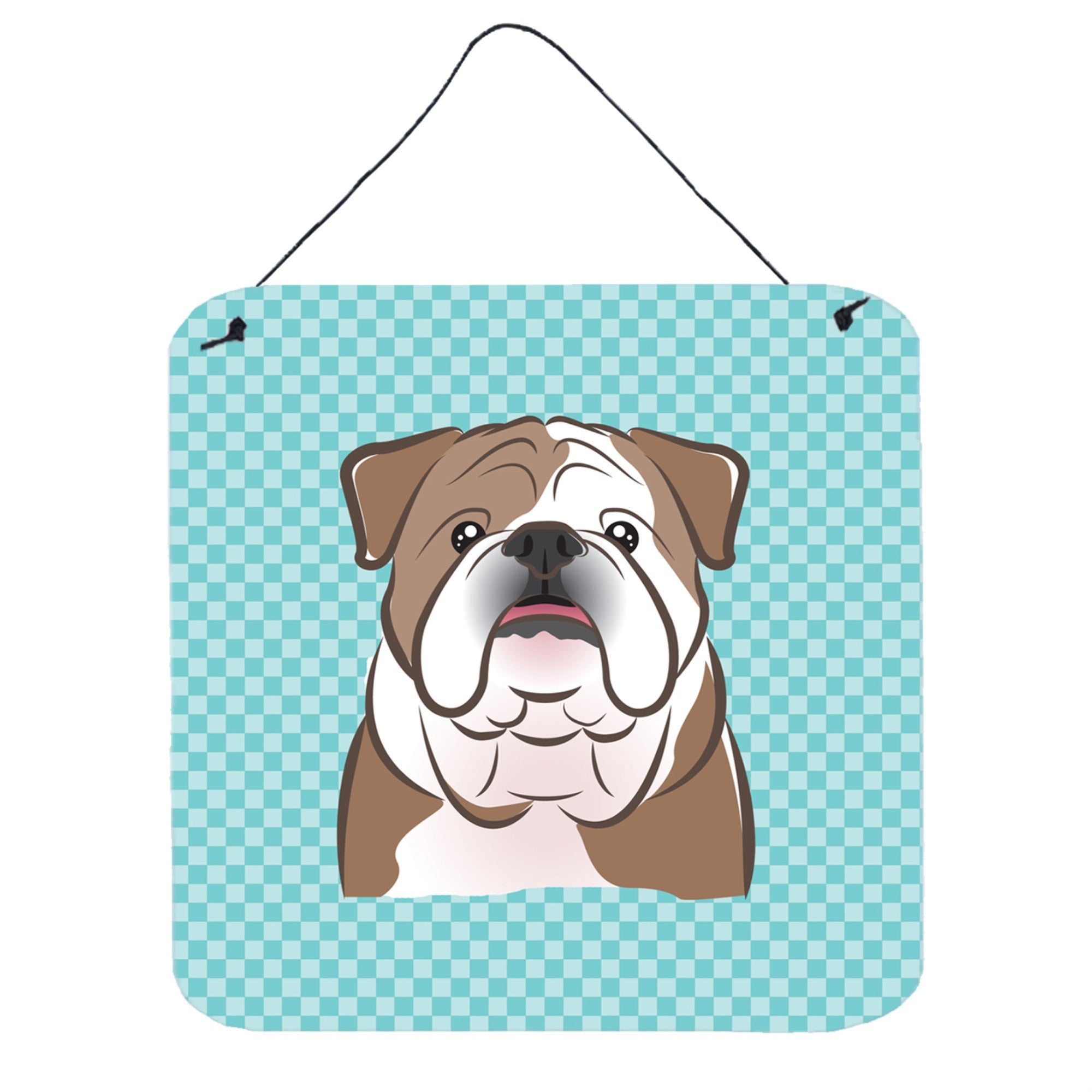 'Caroline'S Treasures Checkerboard Blue English Bulldog Wall Or Door Hanging Prints, 6 X 6''''''