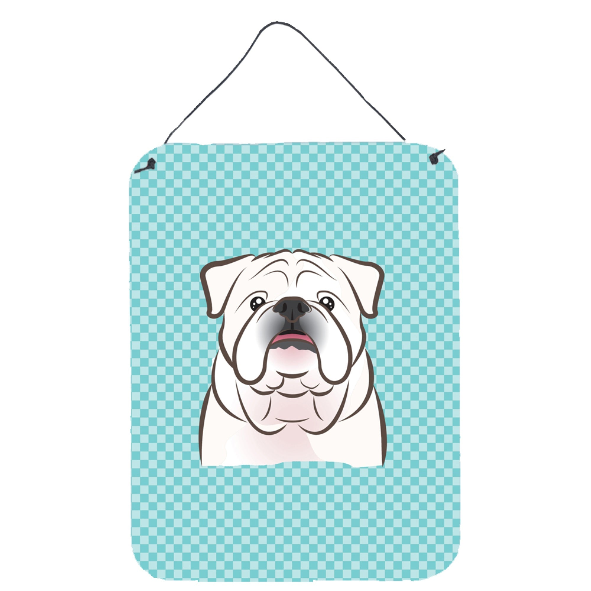 'Caroline'S Treasures Checkerboard Blue White English Bulldog Wall Or Door Hanging Prints, 16'''' X 12''''''