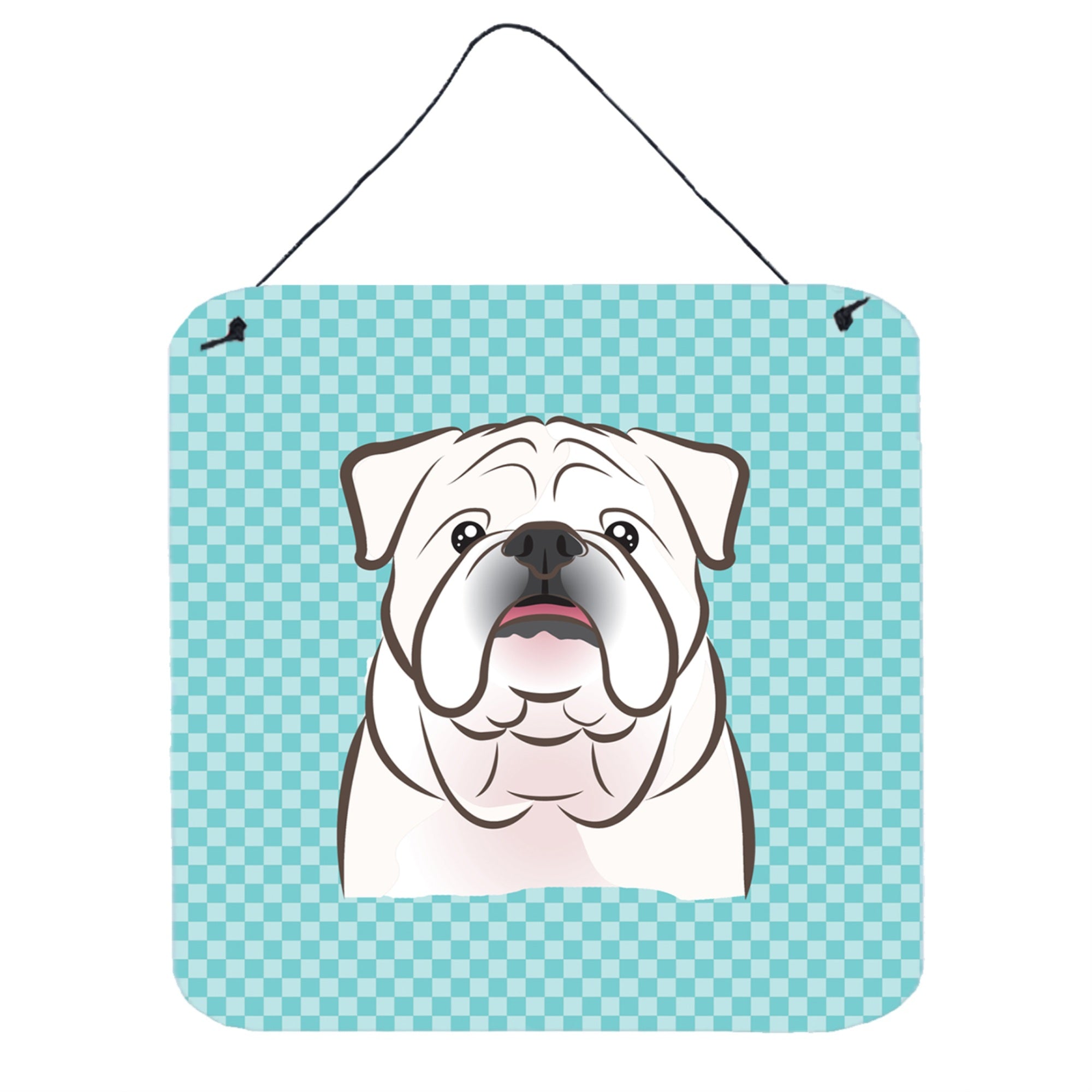 'Caroline'S Treasures Checkerboard Blue White English Bulldog Wall Or Door Hanging Prints, 6 X 6''''''