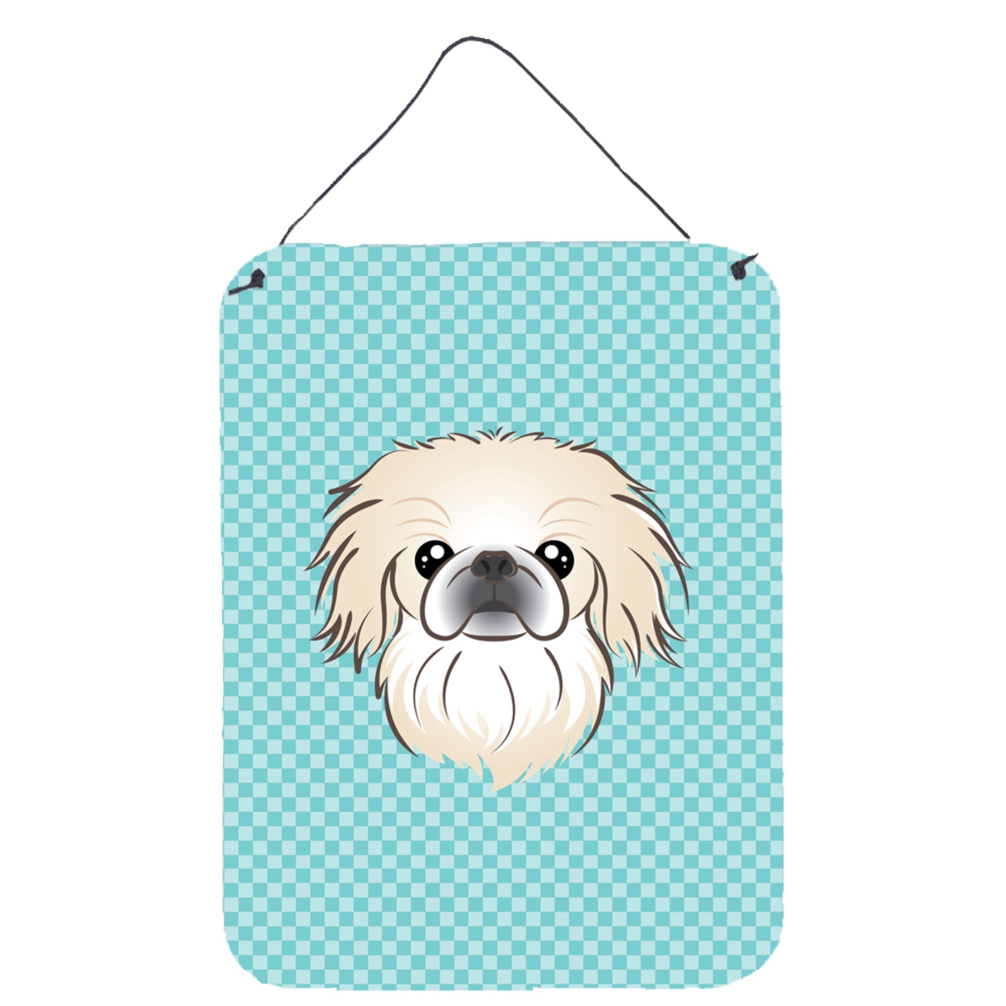 'Caroline'S Treasures Checkerboard Blue Pekingese Wall Or Door Hanging Prints, 16'''' X 12''''''