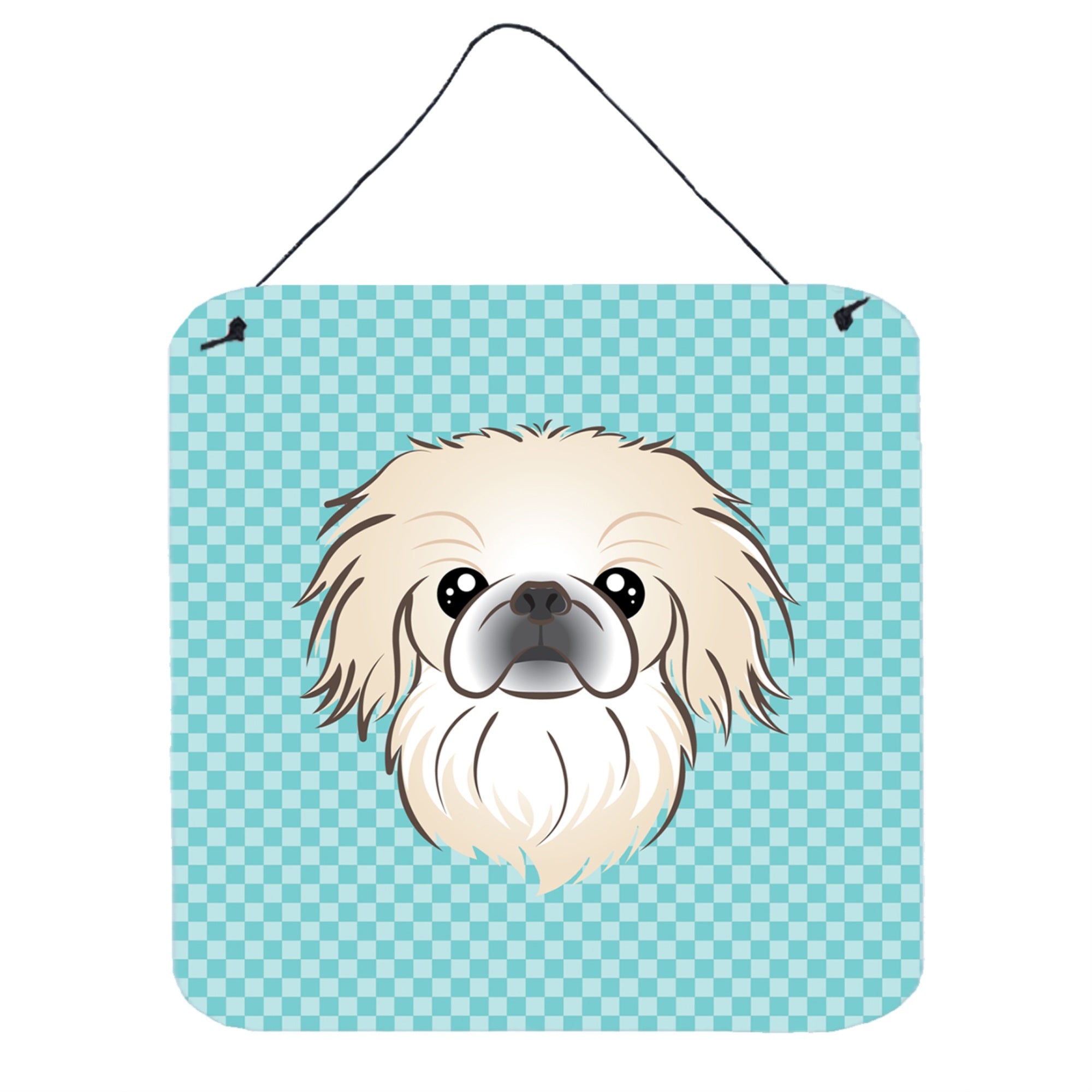 'Caroline'S Treasures Checkerboard Blue Pekingese Wall Or Door Hanging Prints, 6 X 6''''''