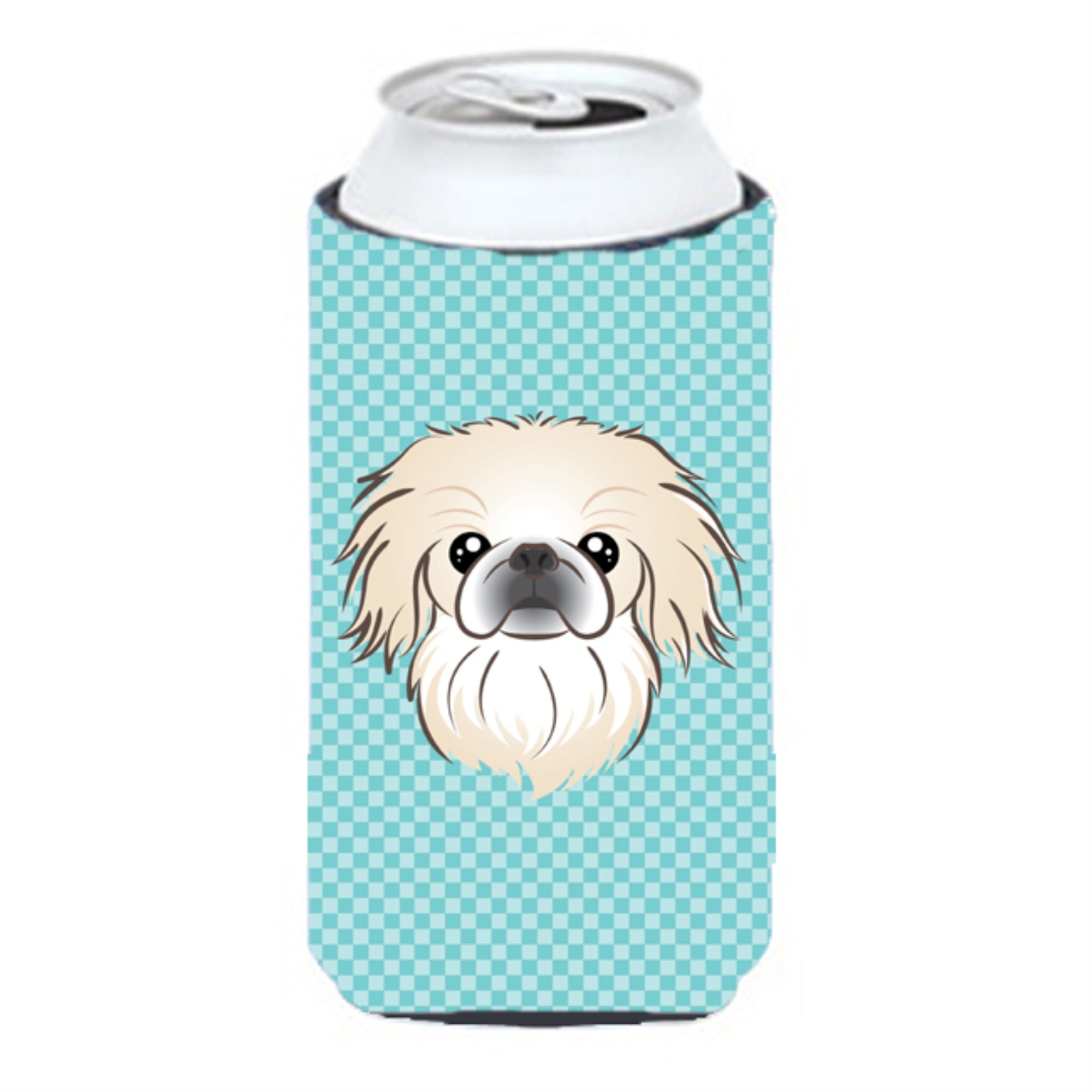 Checkerboard Blue Pekingese Tall Boy Beverage Insulator Hugger Bb1159Tbc