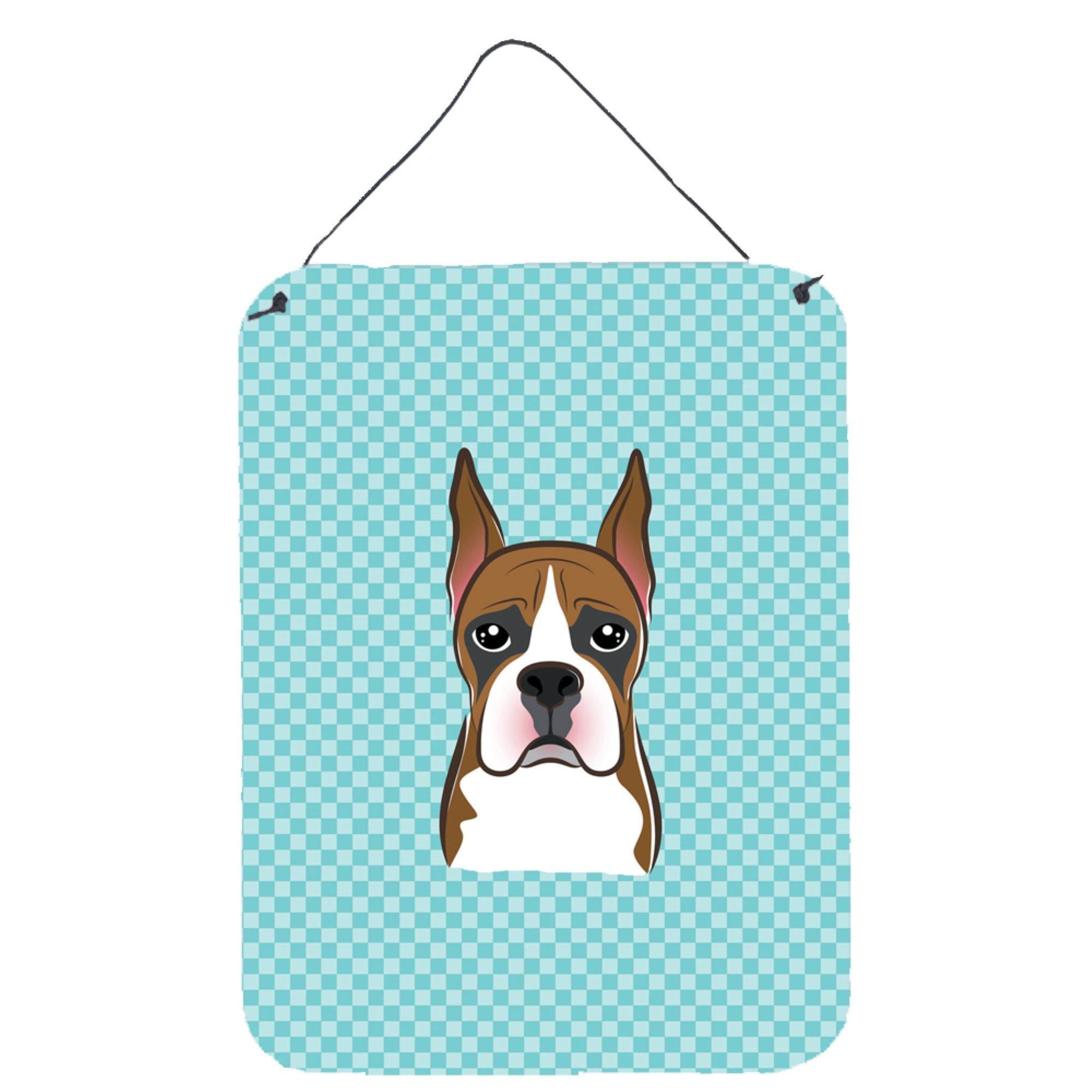'Caroline'S Treasures Checkerboard Blue Boxer Wall Or Door Hanging Prints, 16'''' X 12''''''