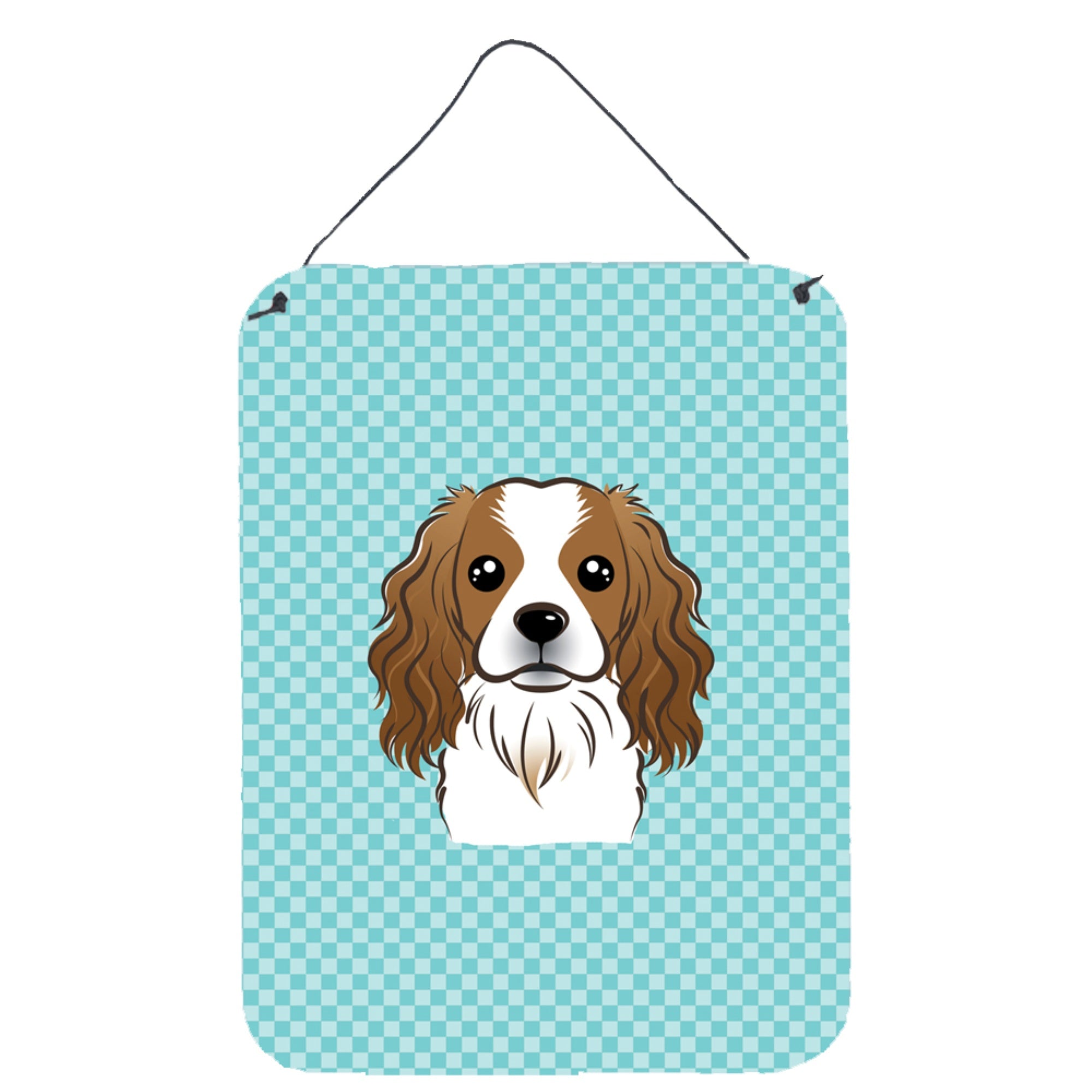 'Caroline'S Treasures Checkerboard Blue Cavalier Spaniel Wall Or Door Hanging Prints, 16'''' X 12''''''