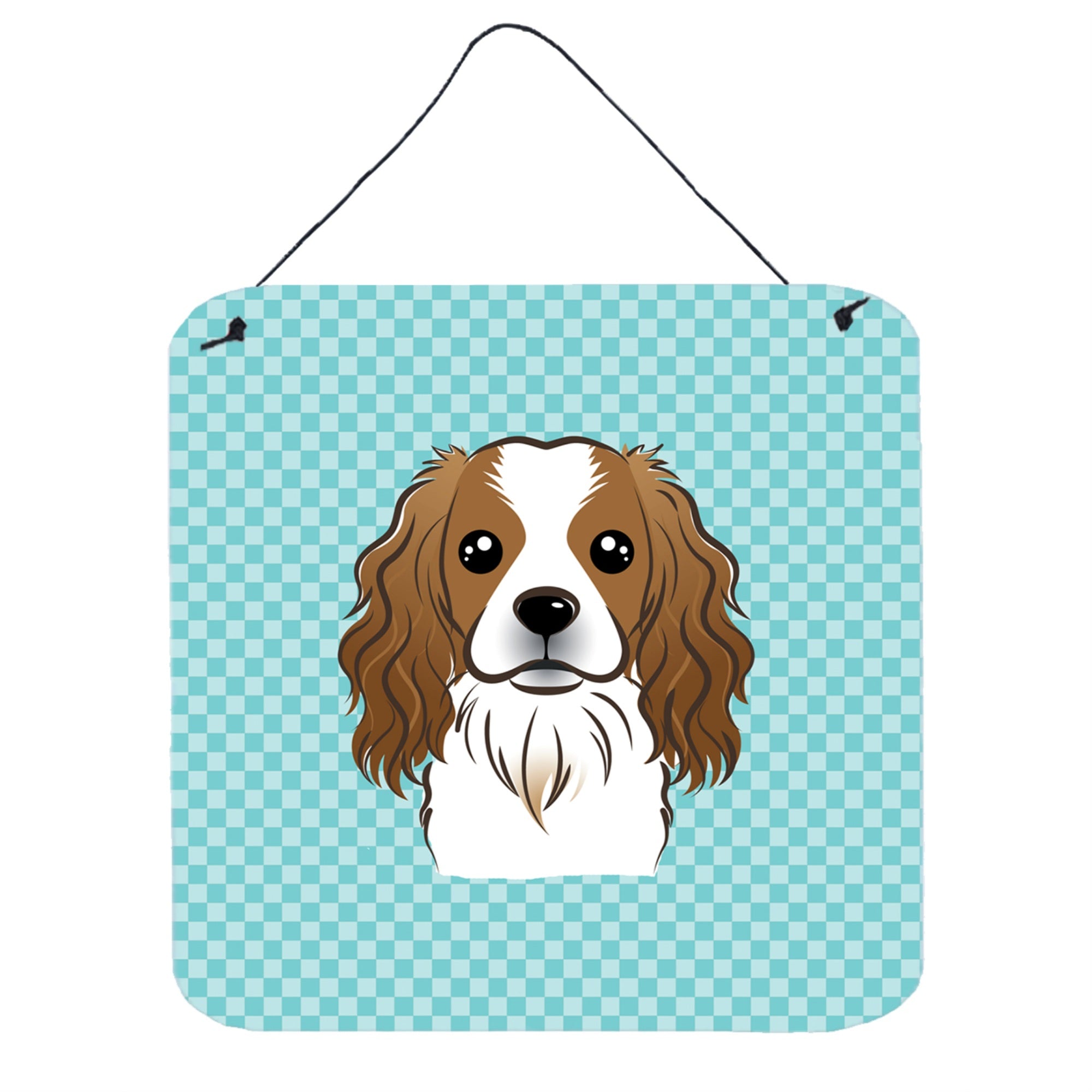 'Caroline'S Treasures Checkerboard Blue Cavalier Spaniel Wall Or Door Hanging Prints, 6 X 6''''''