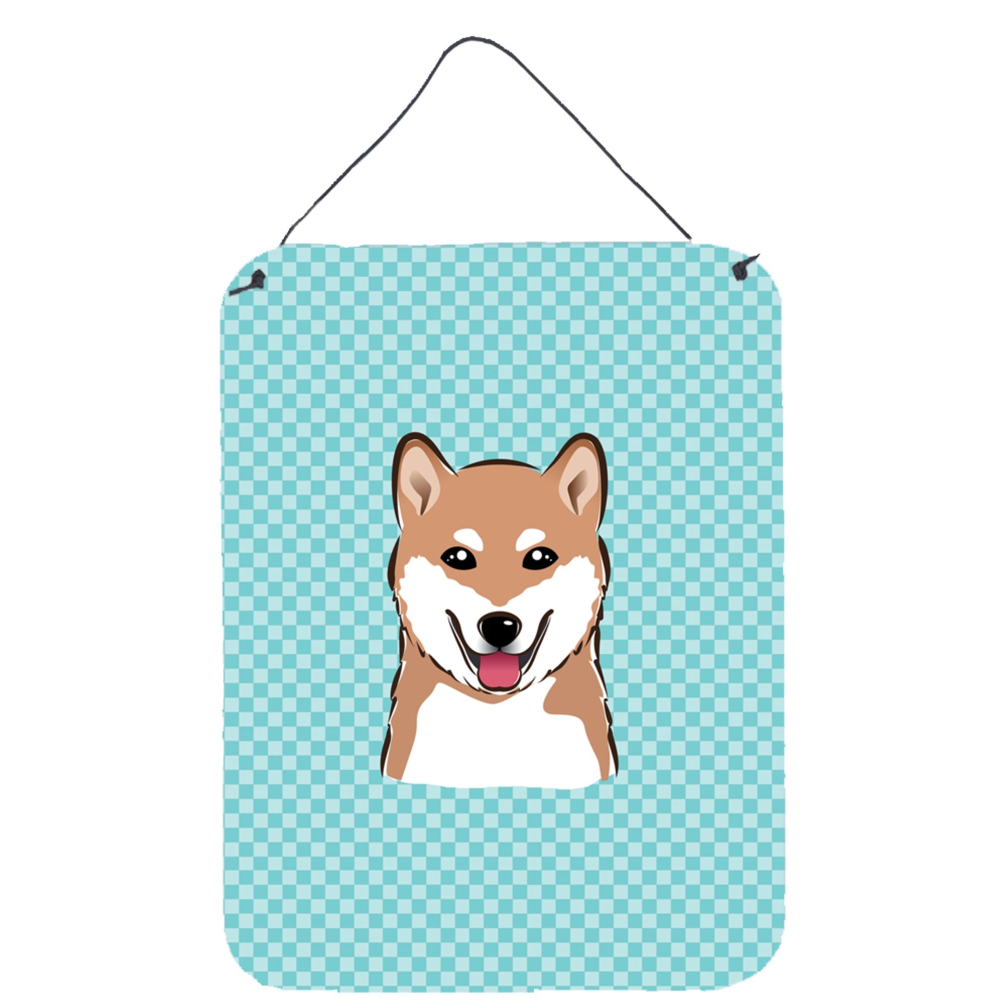 'Caroline'S Treasures Checkerboard Blue Shiba Inu Wall Or Door Hanging Prints, 16'''' X 12''''''