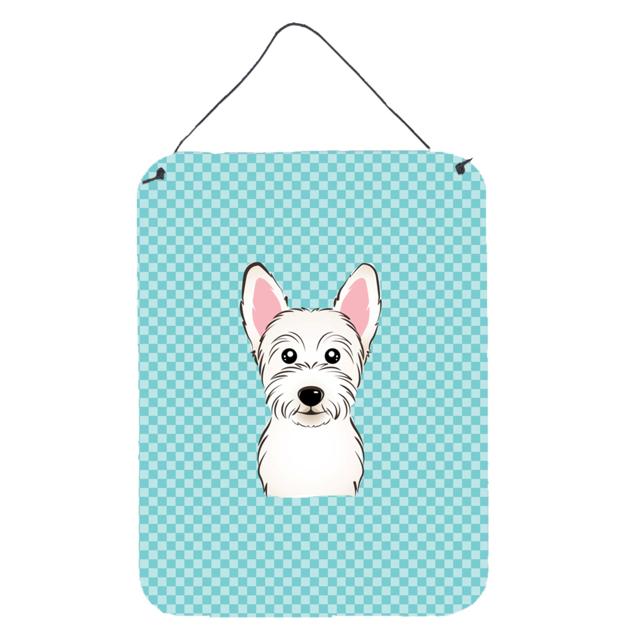'Caroline'S Treasures Checkerboard Blue Westie Wall Or Door Hanging Prints, 16'''' X 12''''''
