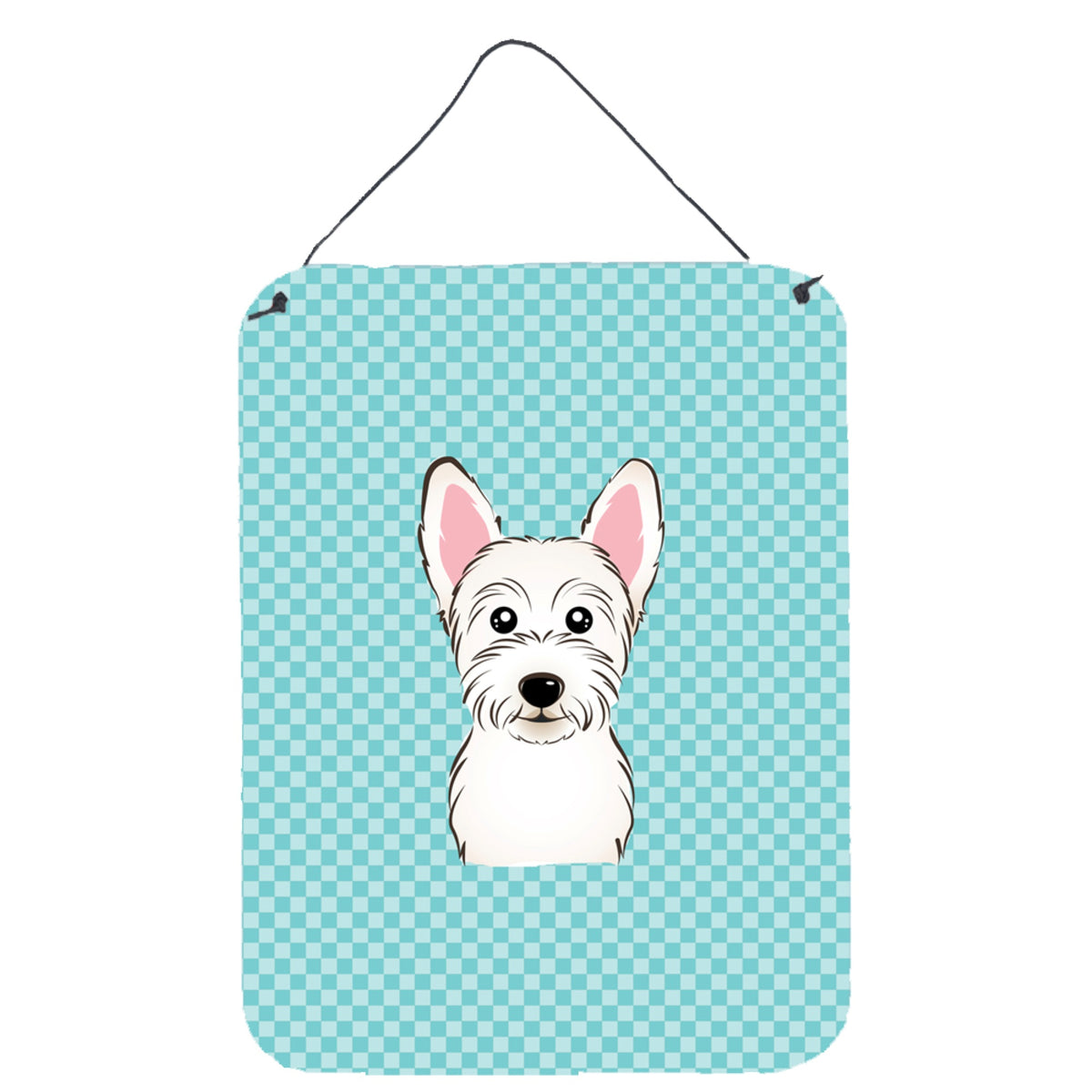 'Caroline'S Treasures Checkerboard Blue Westie Wall Or Door Hanging Prints, 16'''' X 12''''''