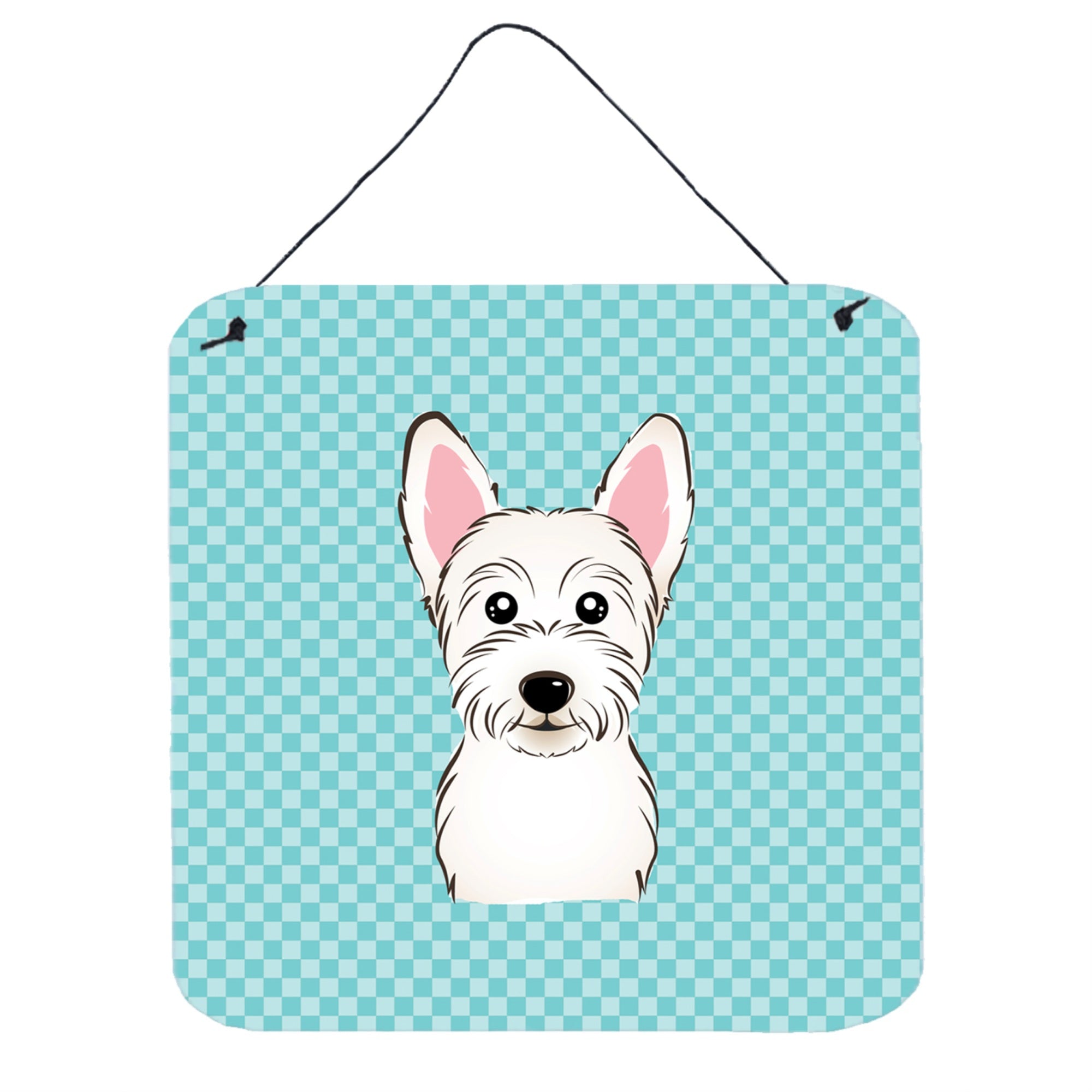 'Caroline'S Treasures Checkerboard Blue Westie Aluminum Metal Wall Or Door Hanging Prints, 6 X 6''''''