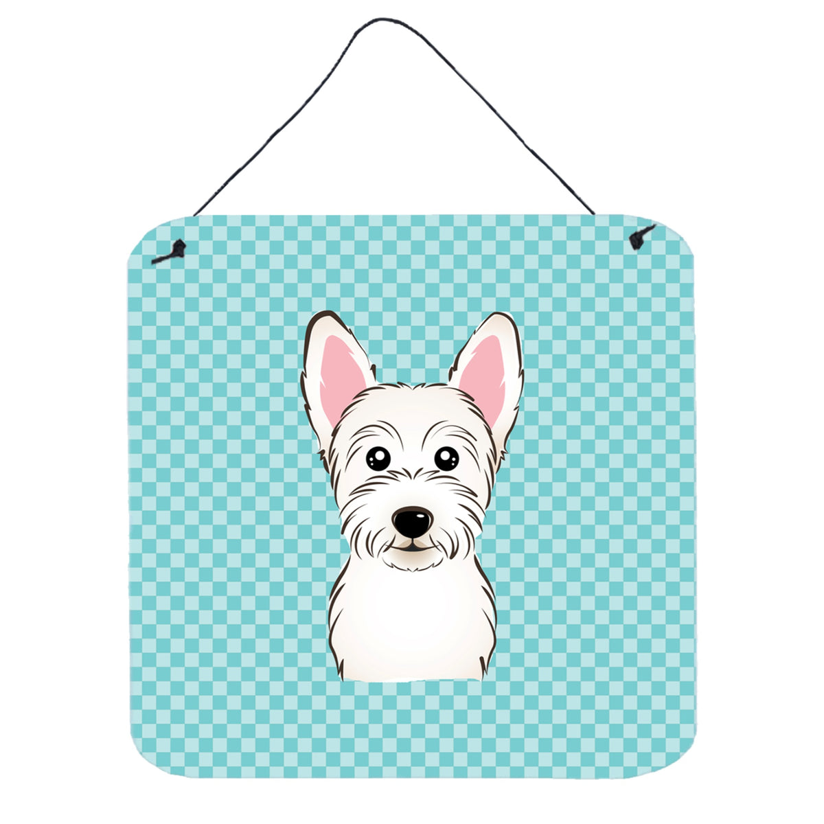 'Caroline'S Treasures Checkerboard Blue Westie Aluminum Metal Wall Or Door Hanging Prints, 6 X 6''''''