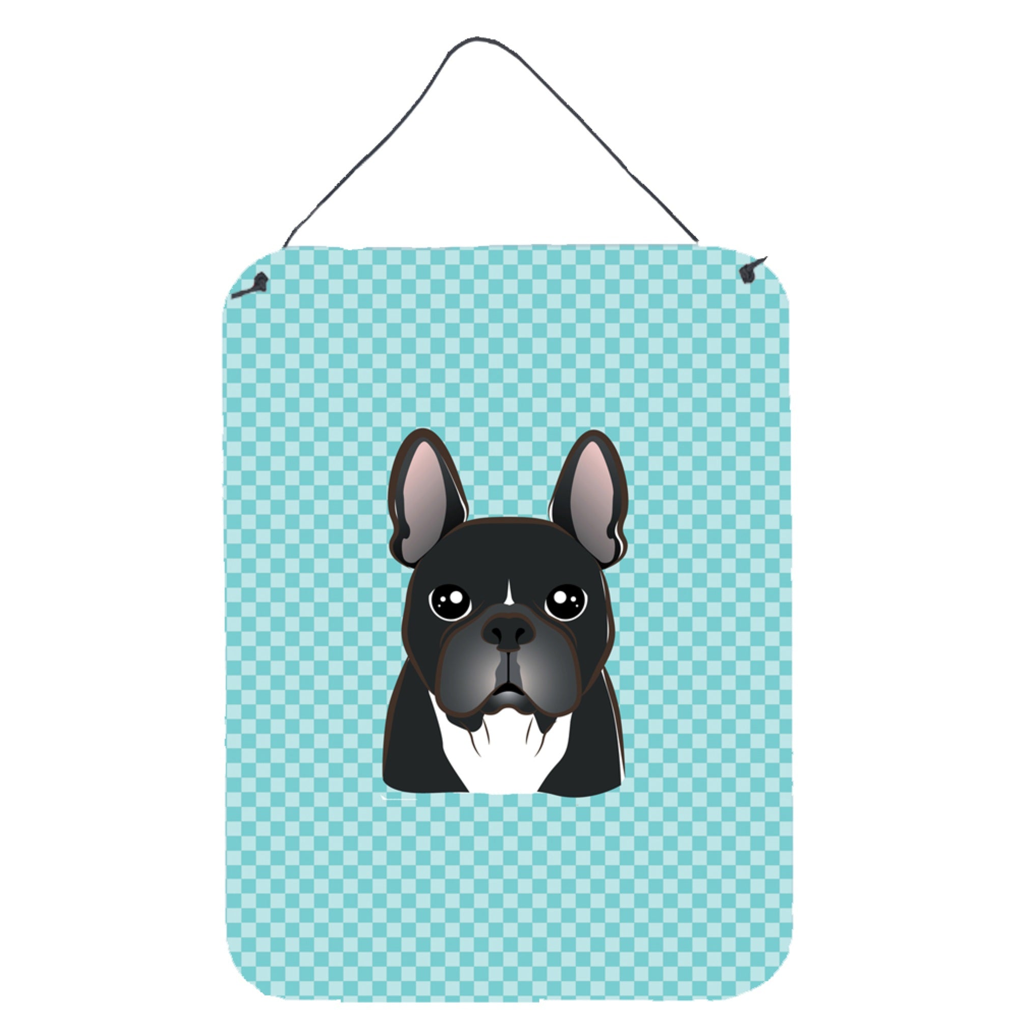 'Caroline'S Treasures Bb1165Ds1216 Checkerboard Blue French Bulldog Wall Or Door Hanging Prints, 16'''' X 12''''''