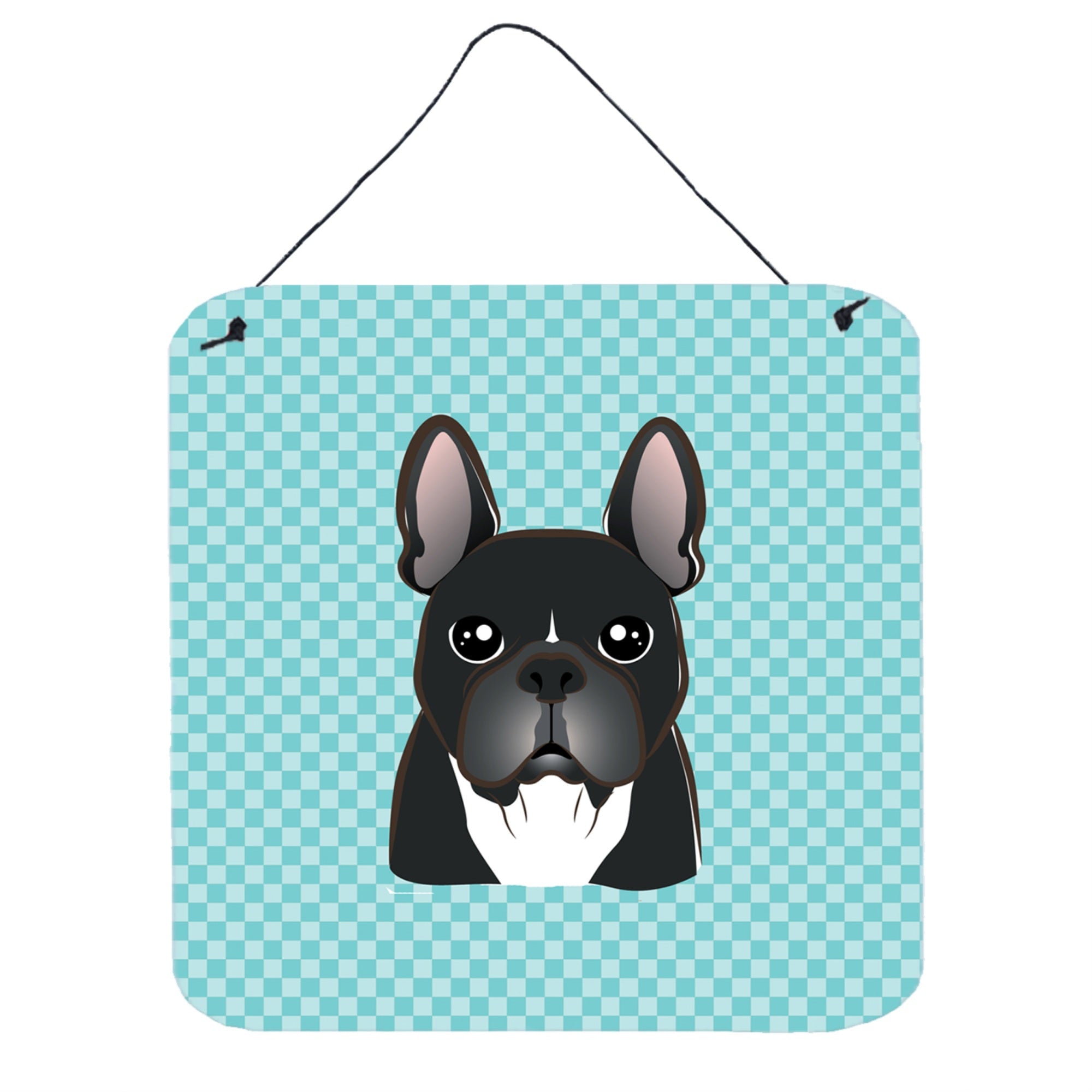 'Caroline'S Treasures Bb1165Ds66 Checkerboard Blue French Bulldog Wall Or Door Hanging Prints, 6 X 6''''''