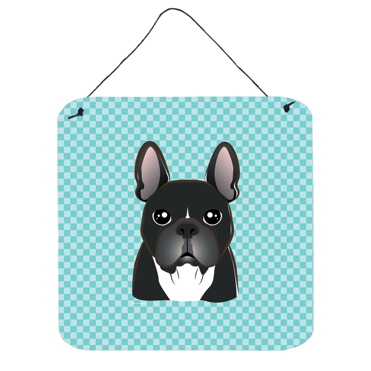 'Caroline'S Treasures Bb1165Ds66 Checkerboard Blue French Bulldog Wall Or Door Hanging Prints, 6 X 6''''''