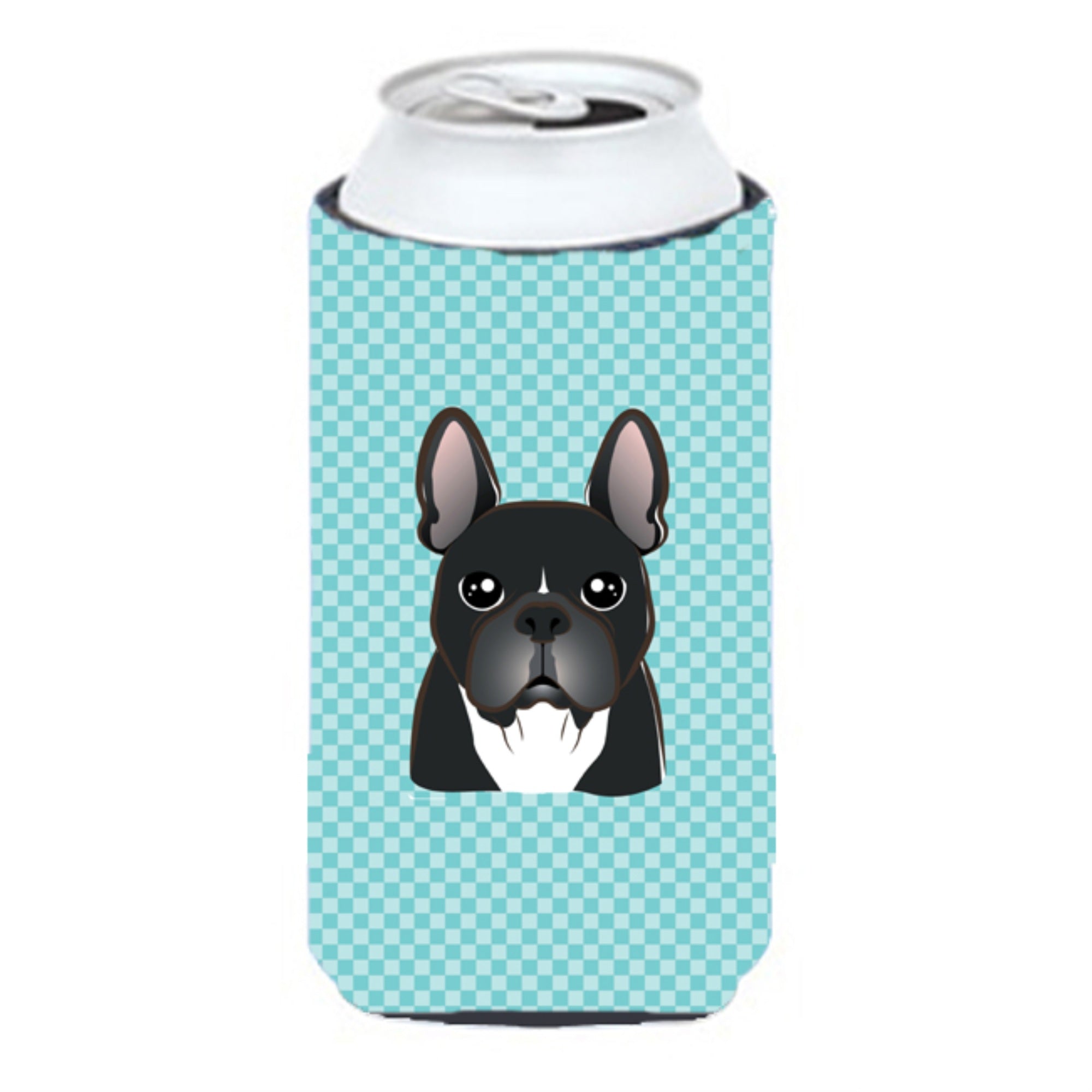 Checkerboard Blue French Bulldog Tall Boy Beverage Insulator Hugger Bb1165Tbc